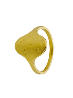 Oval 'Make a Wish' Ring with Engraved Dandelion Fluff