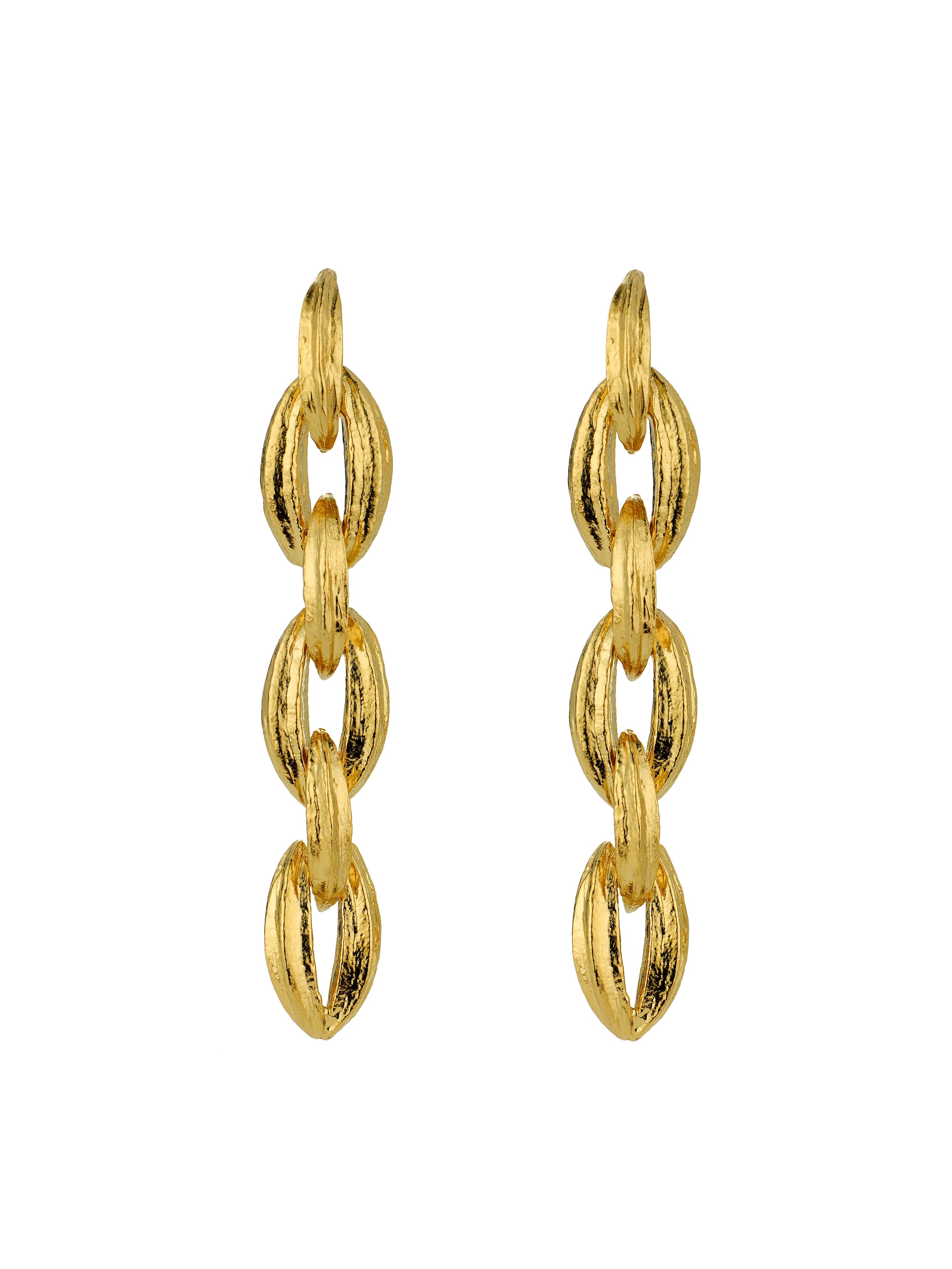 Linked Kissing Seed Drop Earrings - image 8 | gold plate