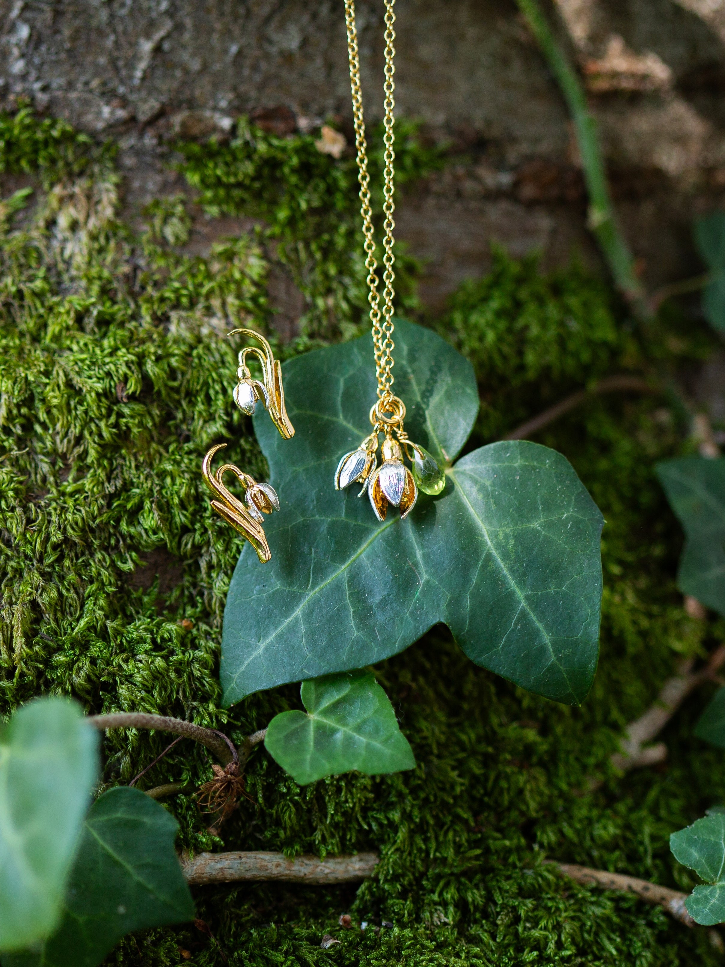Snowdrop Double Necklace with Peridot - image 4