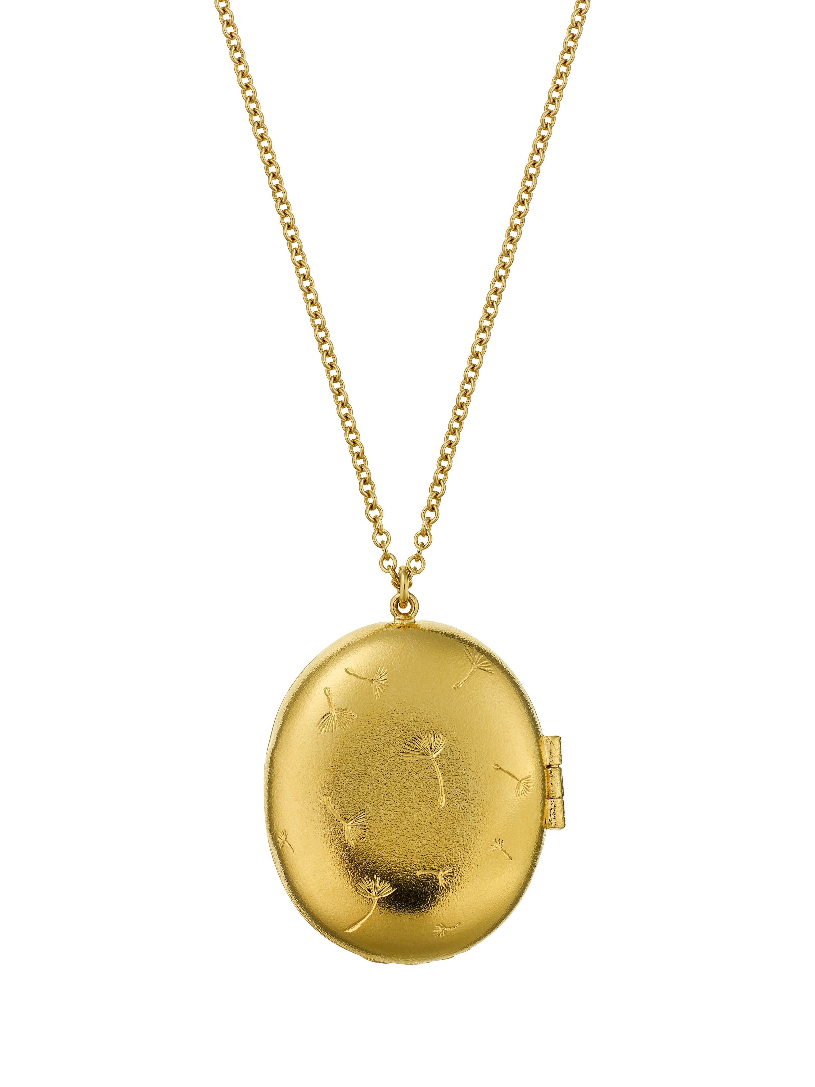 Large Oval 'Make a Wish' Dandelion Locket - image 9 | gold plate
