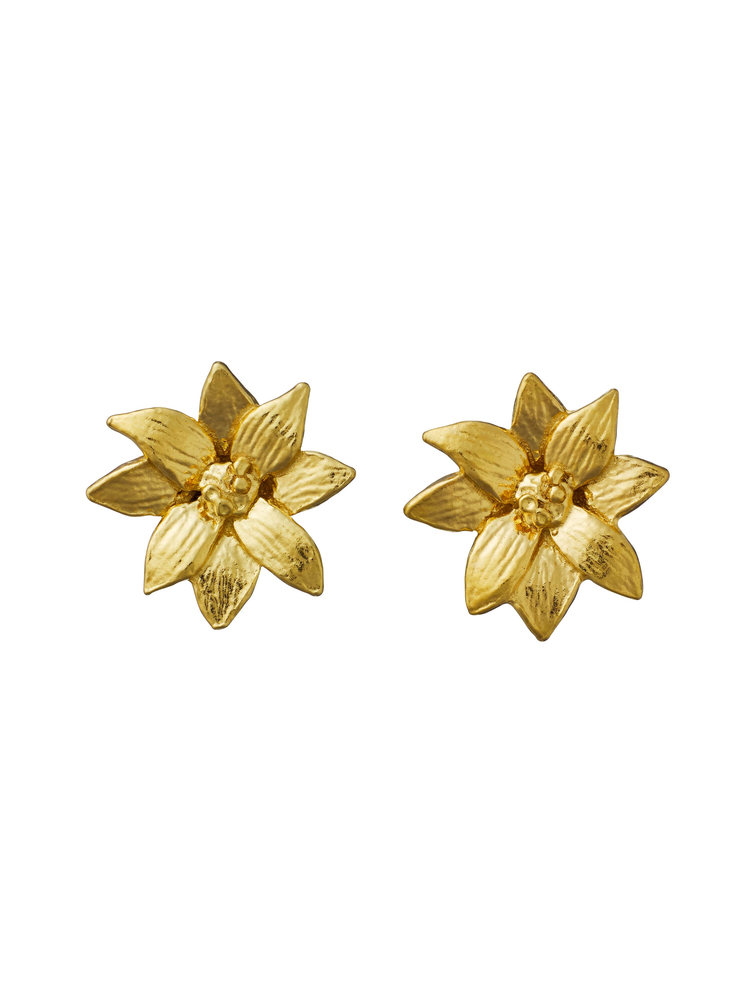 Small Dahlia Flower Stud Earrings - image 1 | gold plate