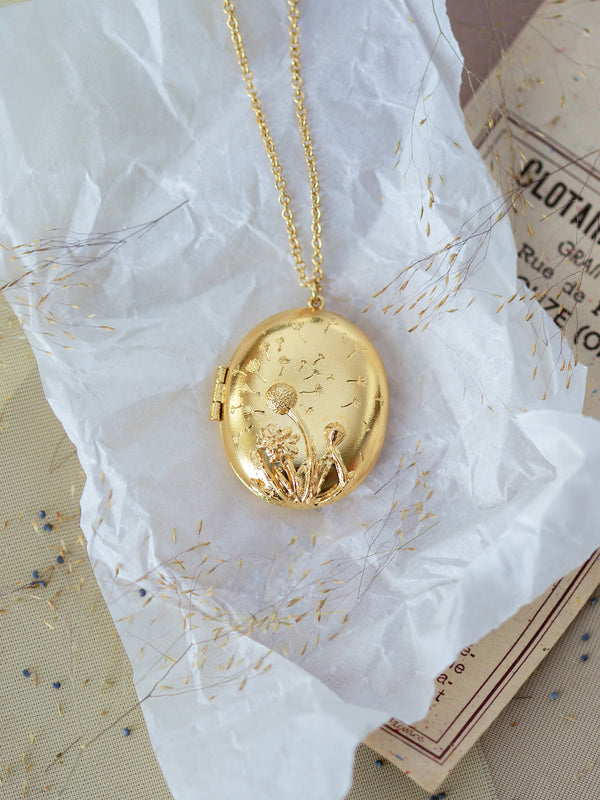 Large Oval 'Make a Wish' Dandelion Locket