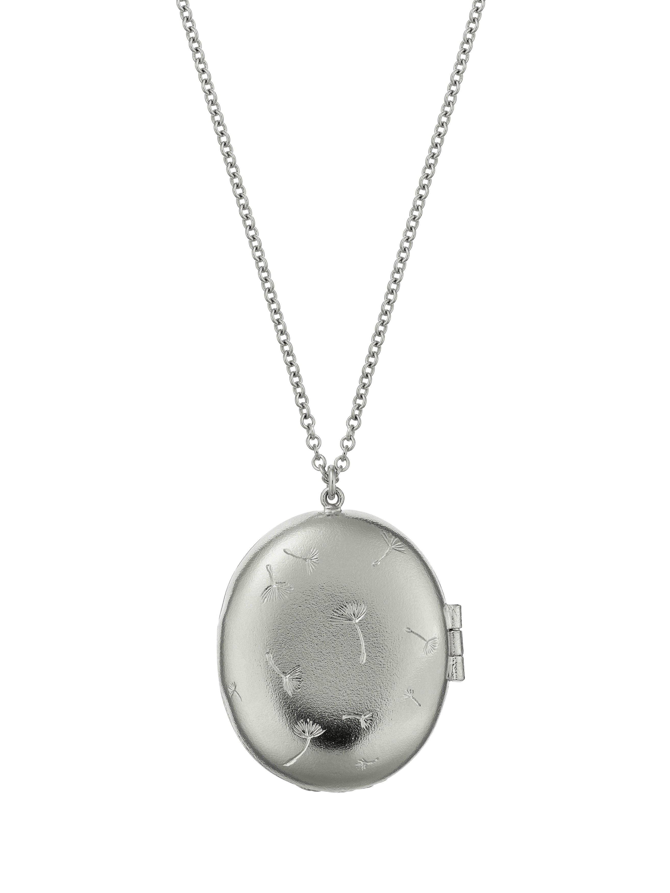 Large Oval 'Make a Wish' Dandelion Locket - image 15 | silver