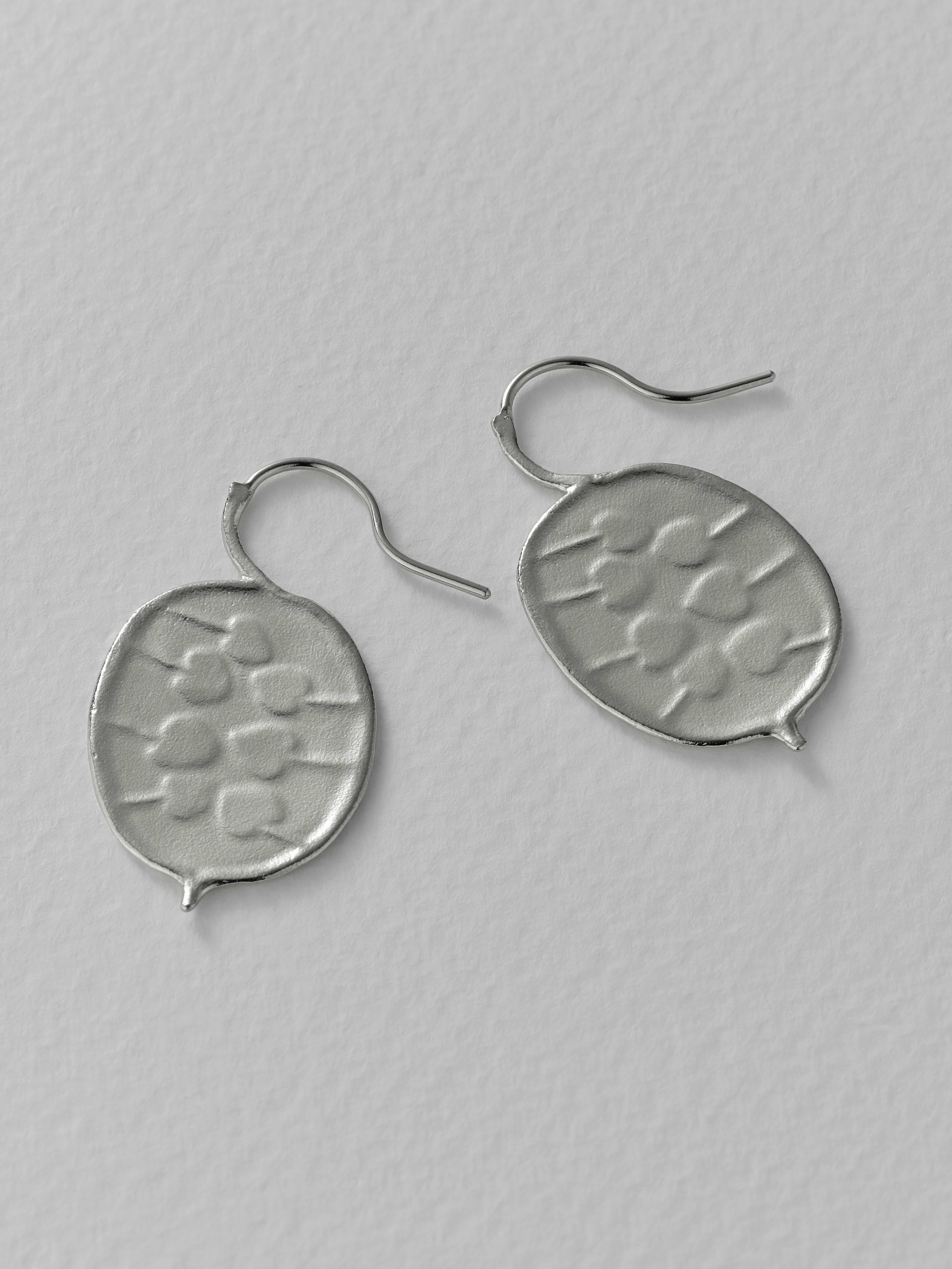 Honesty Pod Hook Earrings with Heart Shaped Seeds - image 11 | silver