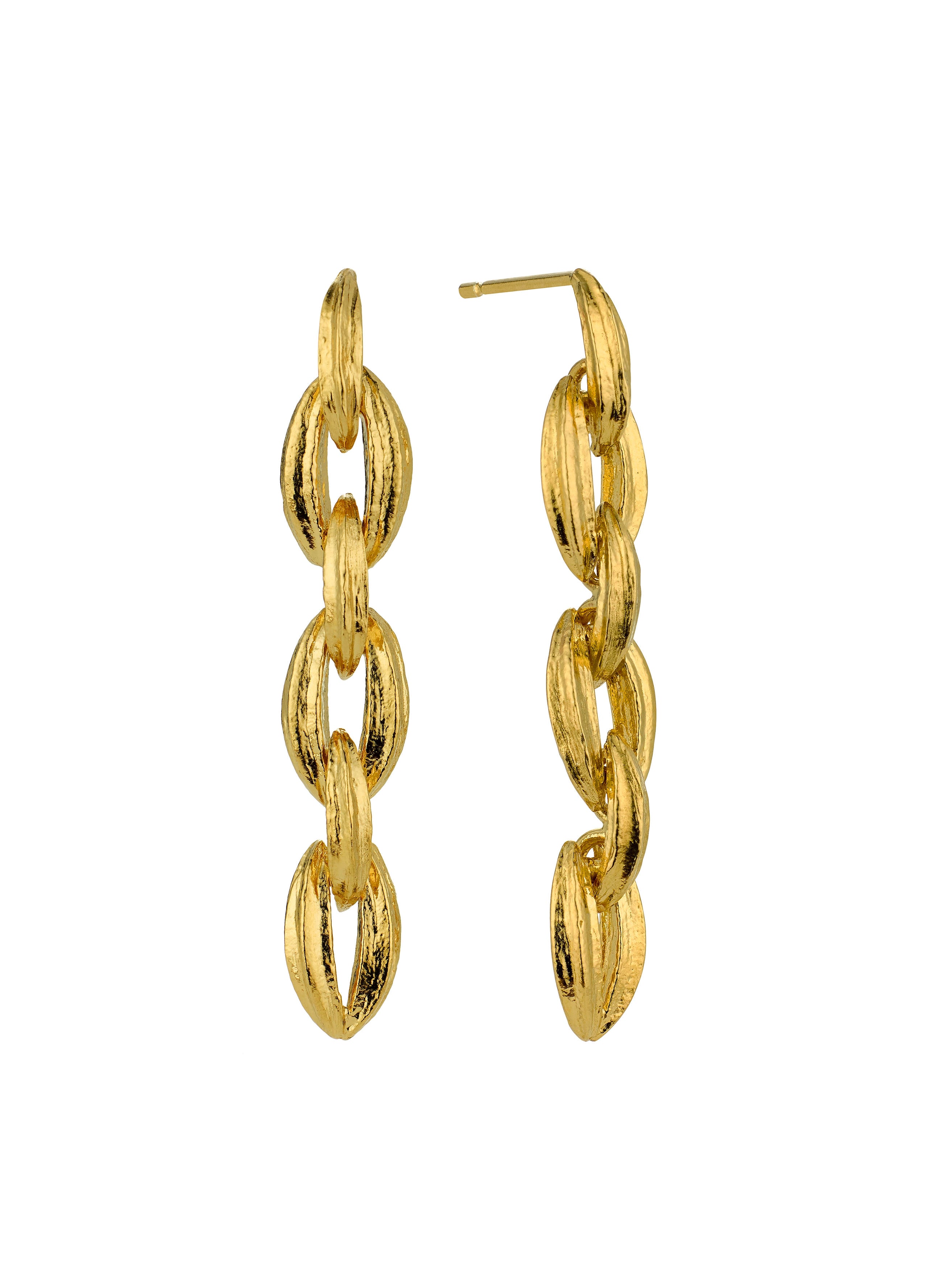Linked Kissing Seed Drop Earrings - image 1 | gold plate
