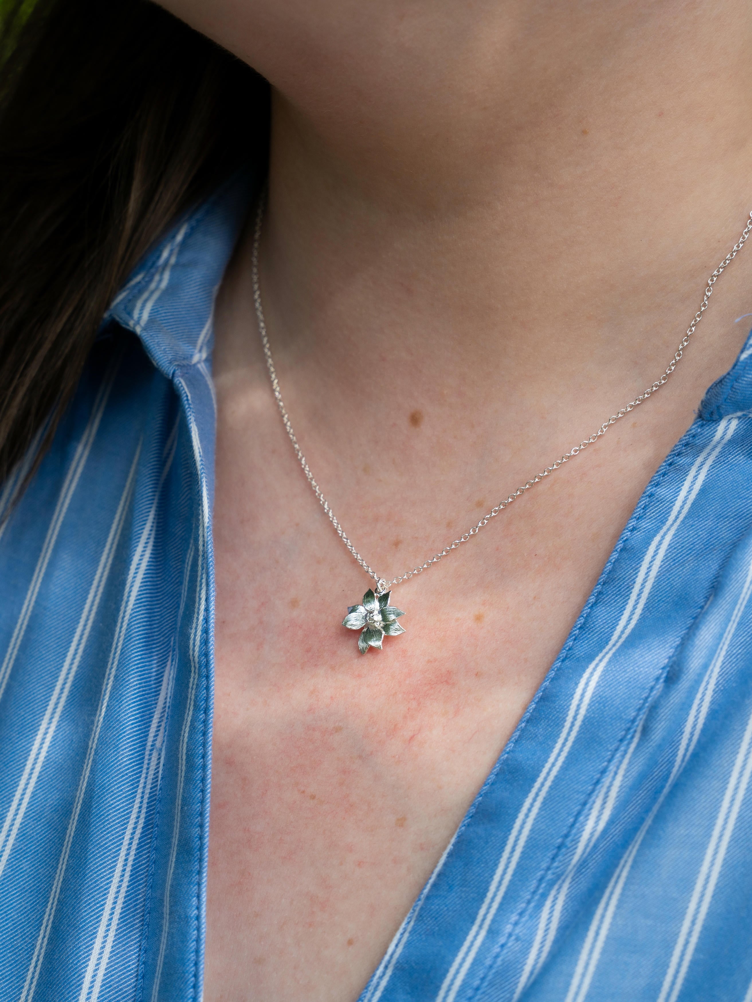 Dahlia Flower Necklace - image 7 | silver