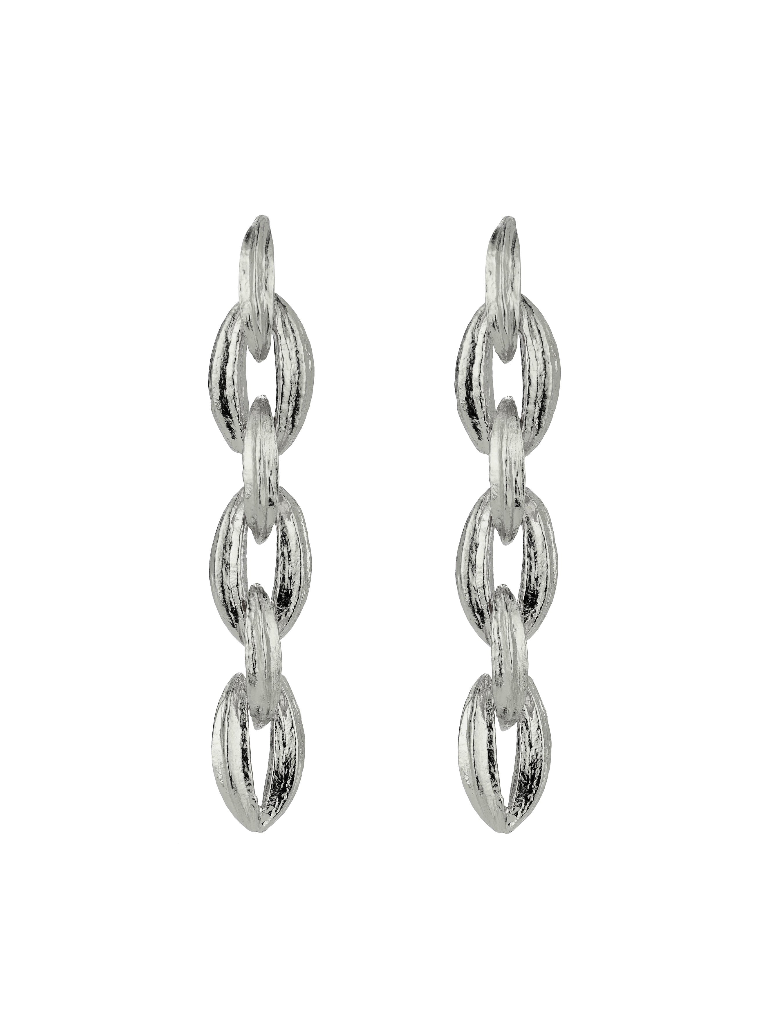 Linked Kissing Seed Drop Earrings - image 13 | silver