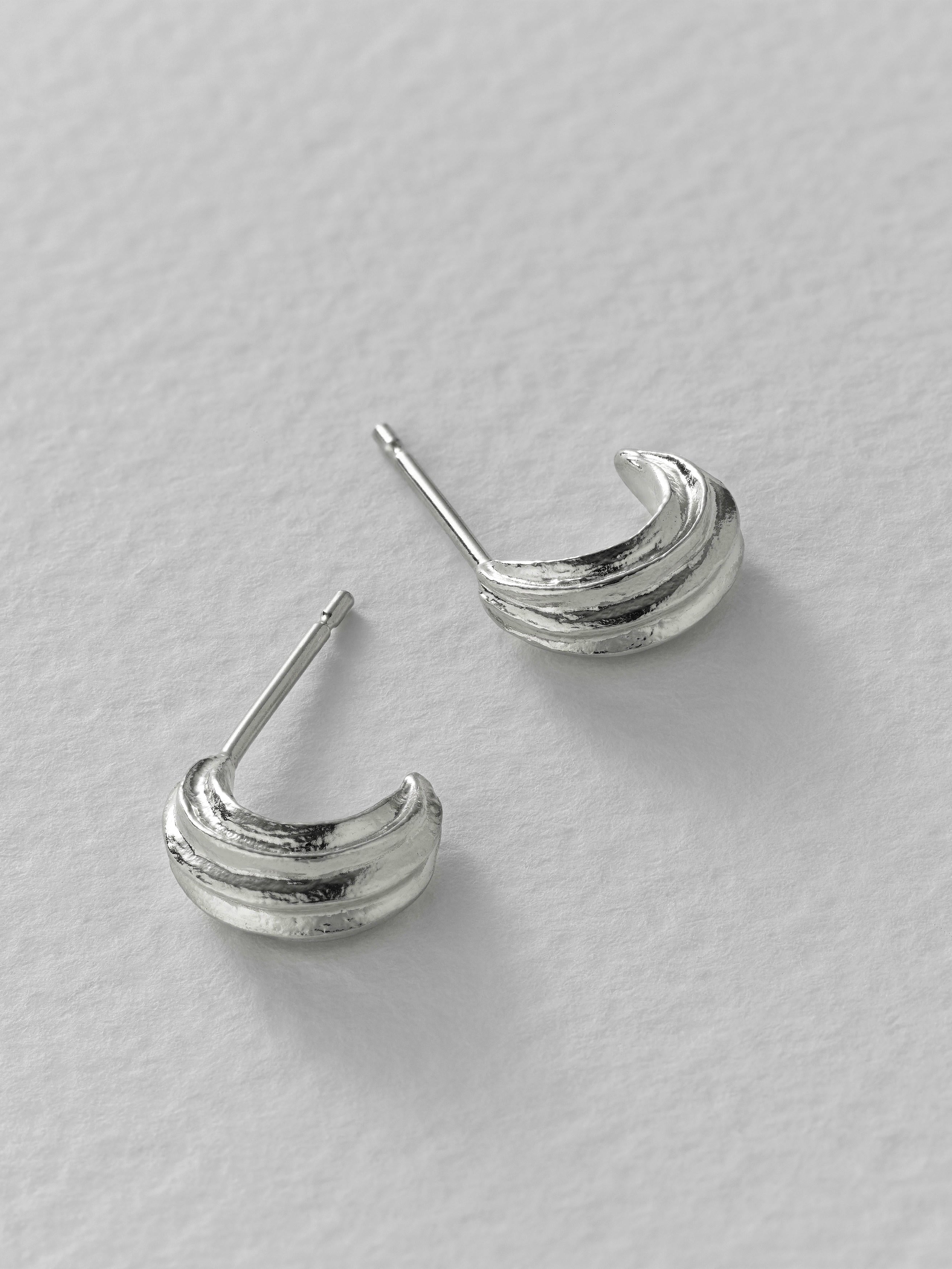 Kissing Seed Huggie Hoop Earrings - image 12 | silver