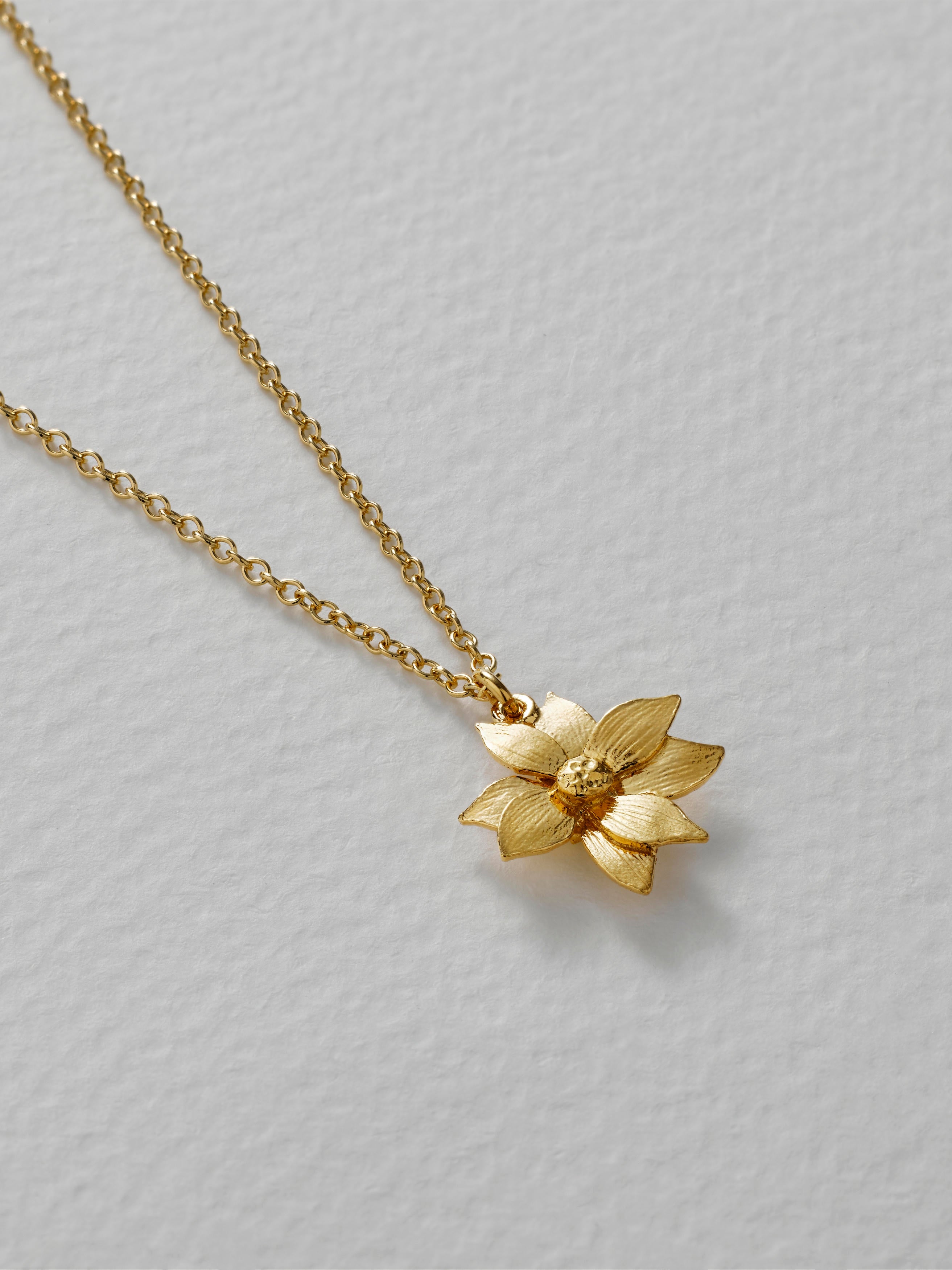 Dahlia Flower Necklace - image 5 | gold plate