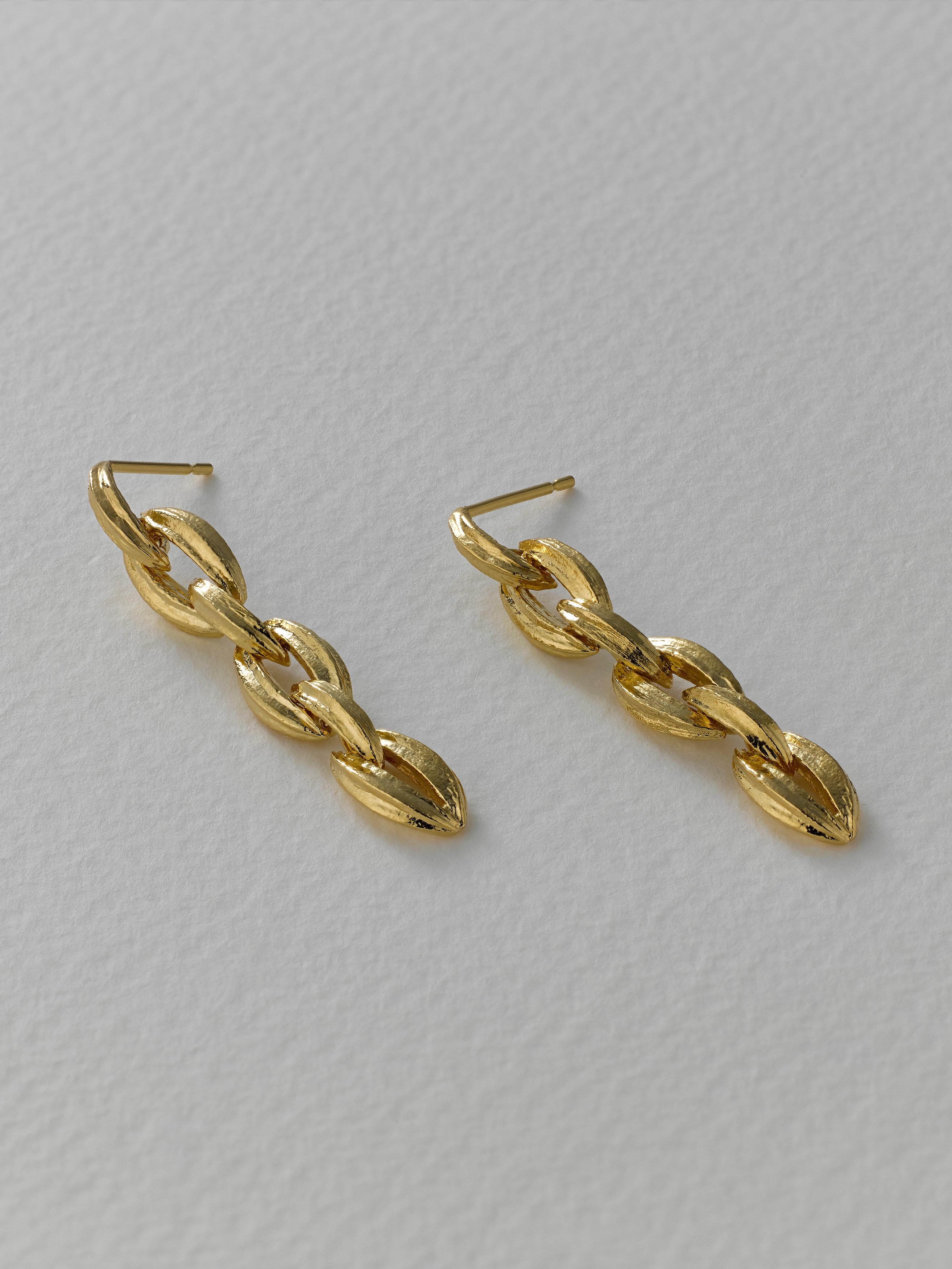 Linked Kissing Seed Drop Earrings - image 7 | gold plate