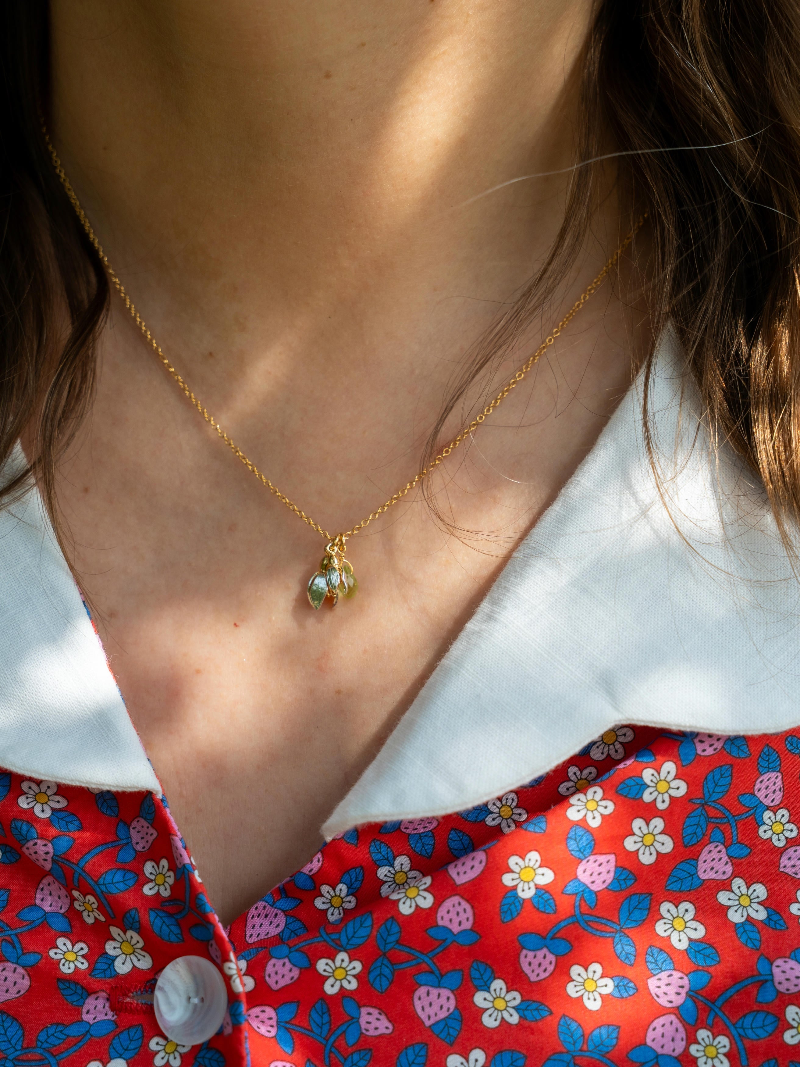 Snowdrop Double Necklace with Peridot - image 2