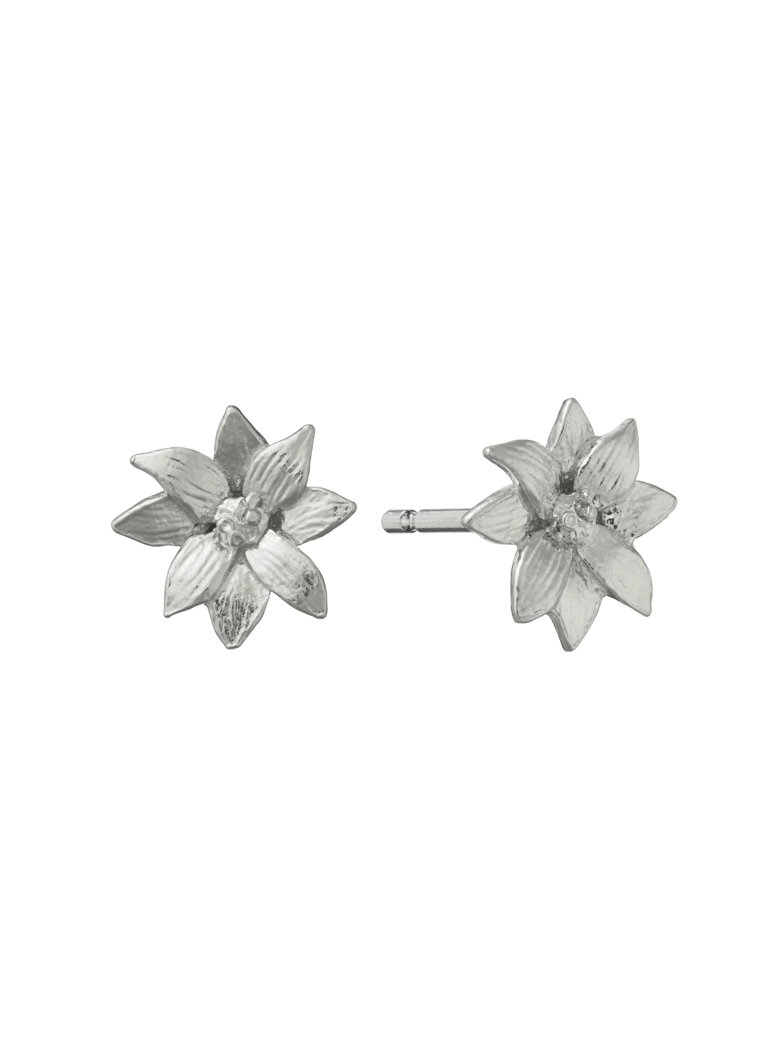 Small Dahlia Flower Stud Earrings - image 10 | silver