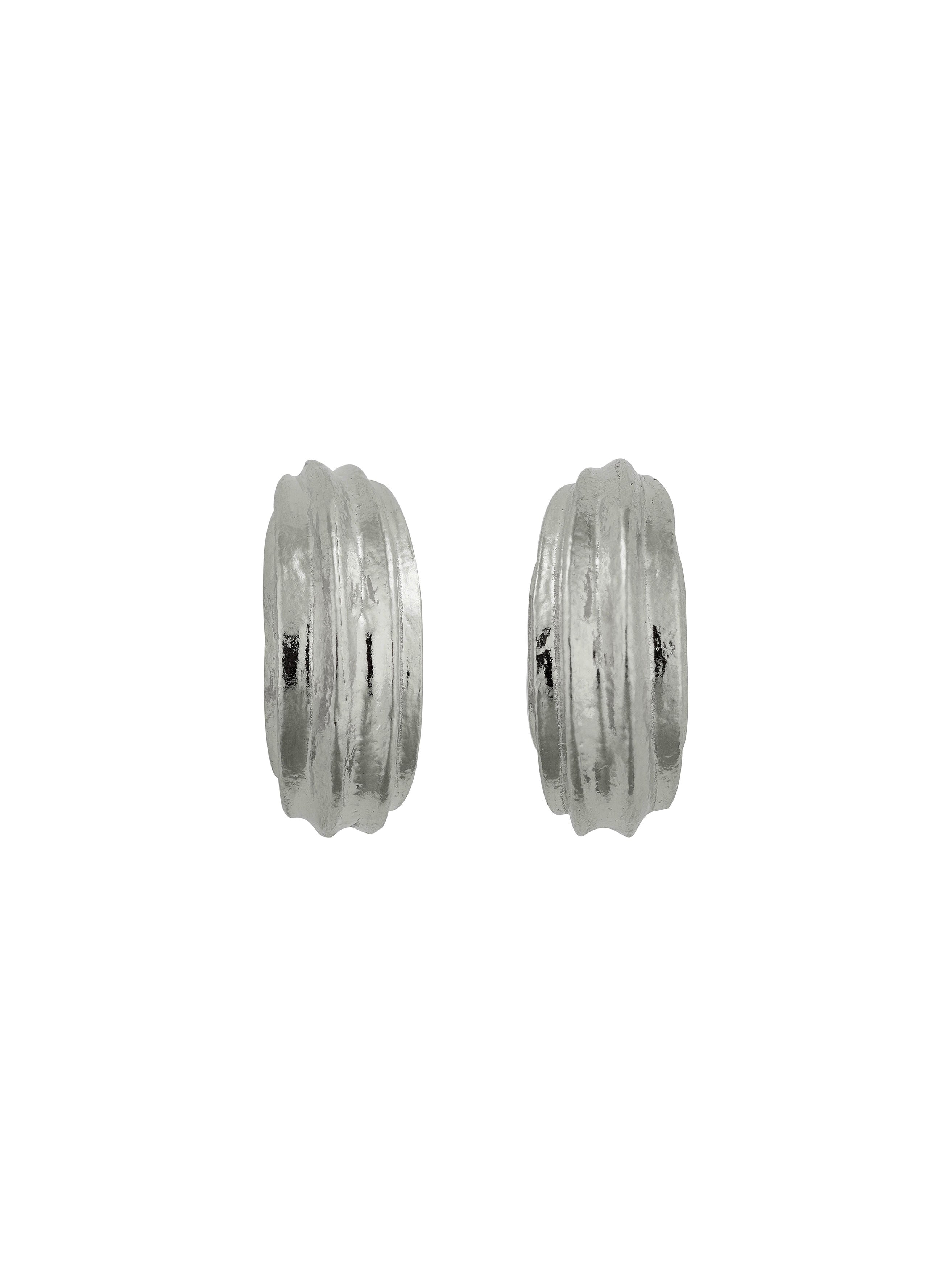 Kissing Seed Huggie Hoop Earrings - image 13 | silver