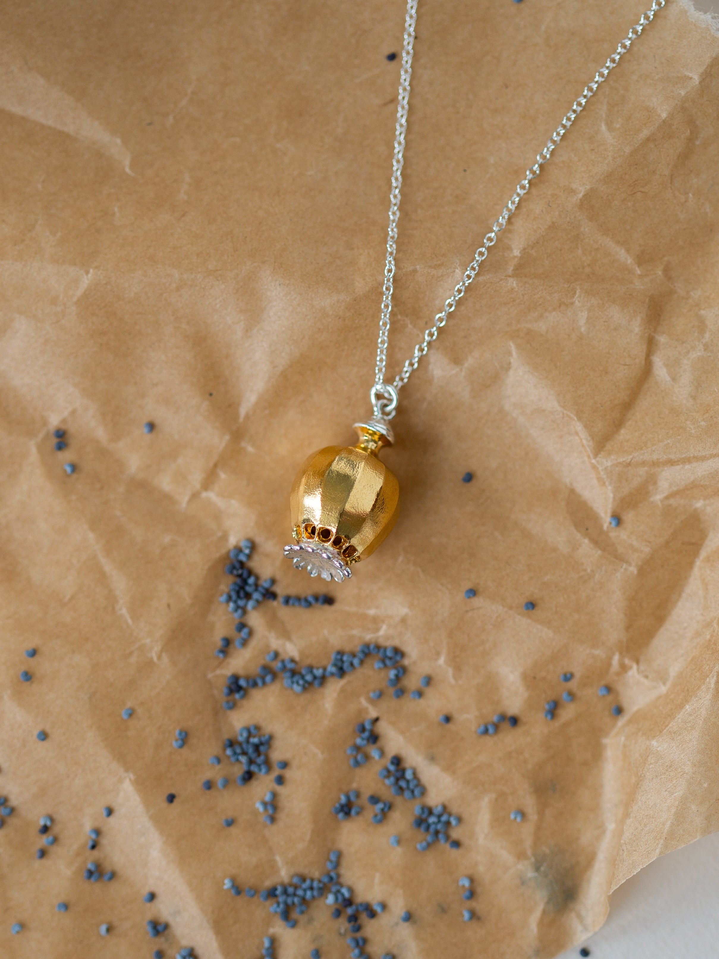 Large Poppy Seed Head Necklace with Shaking Seeds - image 5