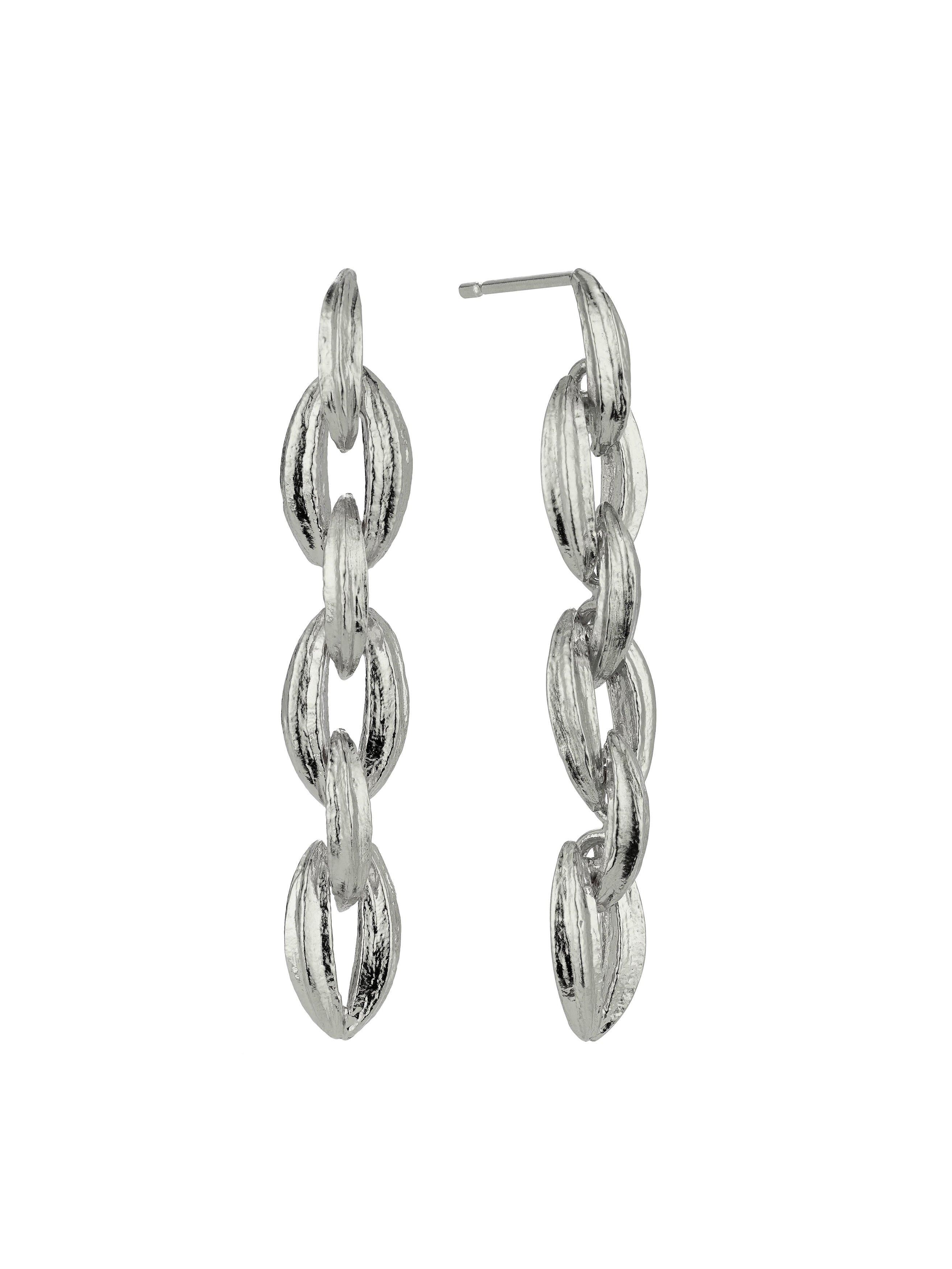 Linked Kissing Seed Drop Earrings - image 9 | silver