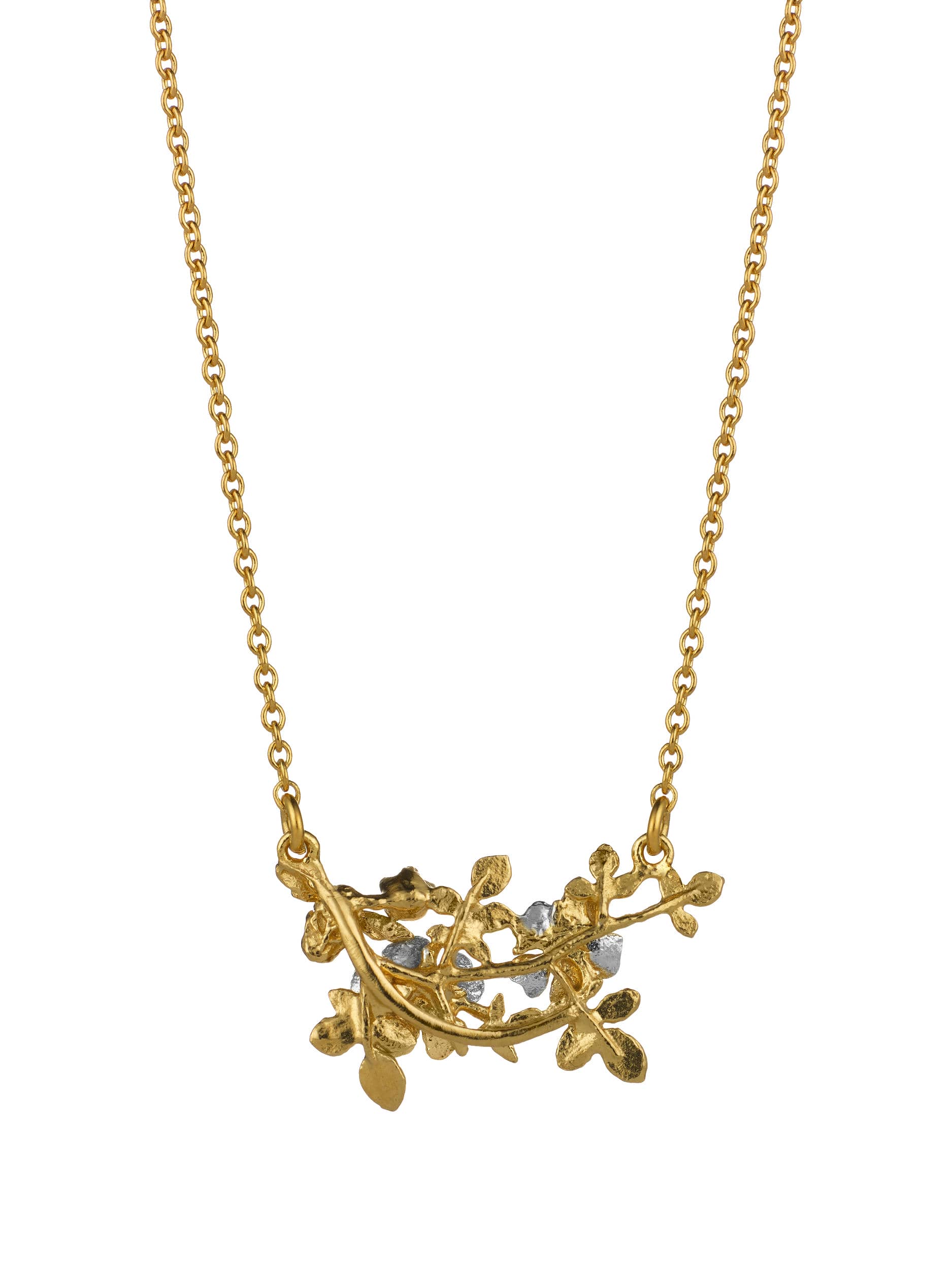 Inline Wild Rose Necklace with a Bee & Ruby - 40 Years of Alex Monroe  - image 4 | silver & gold plate