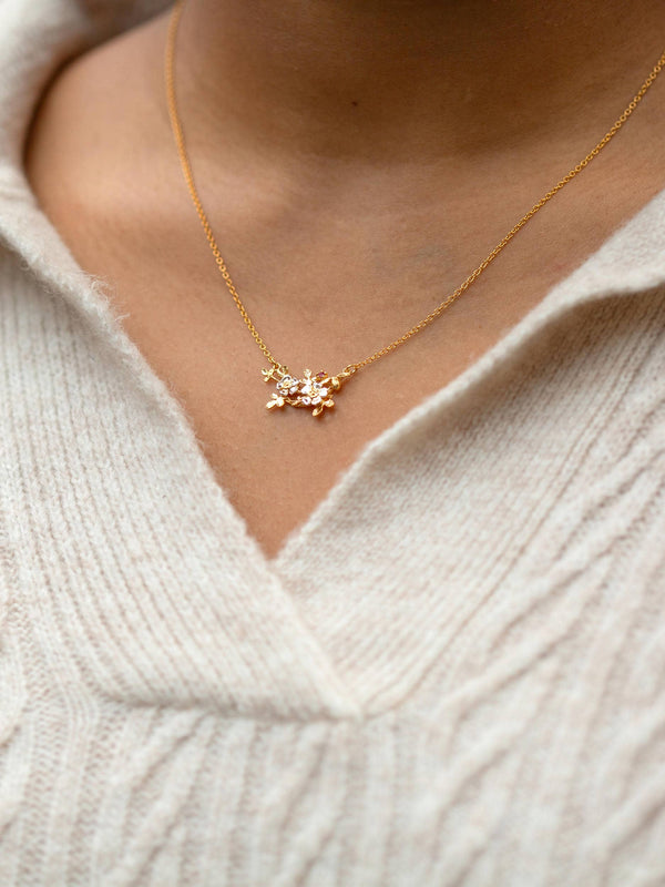 Inline Wild Rose Necklace with a Bee & Ruby - 40 Years of Alex Monroe