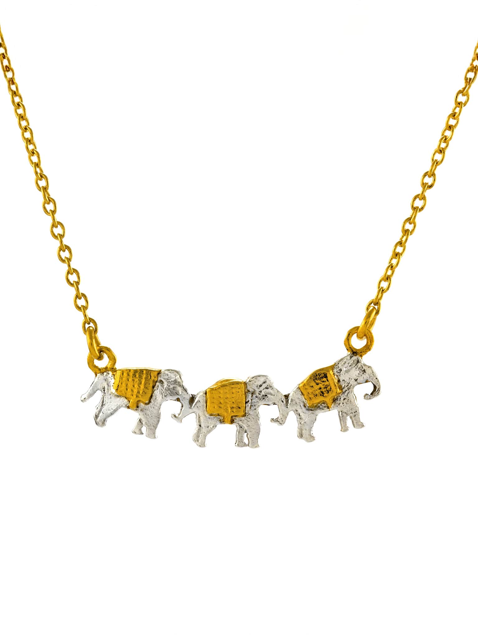 Marching Elephants Necklace - image 1 | silver & gold plate