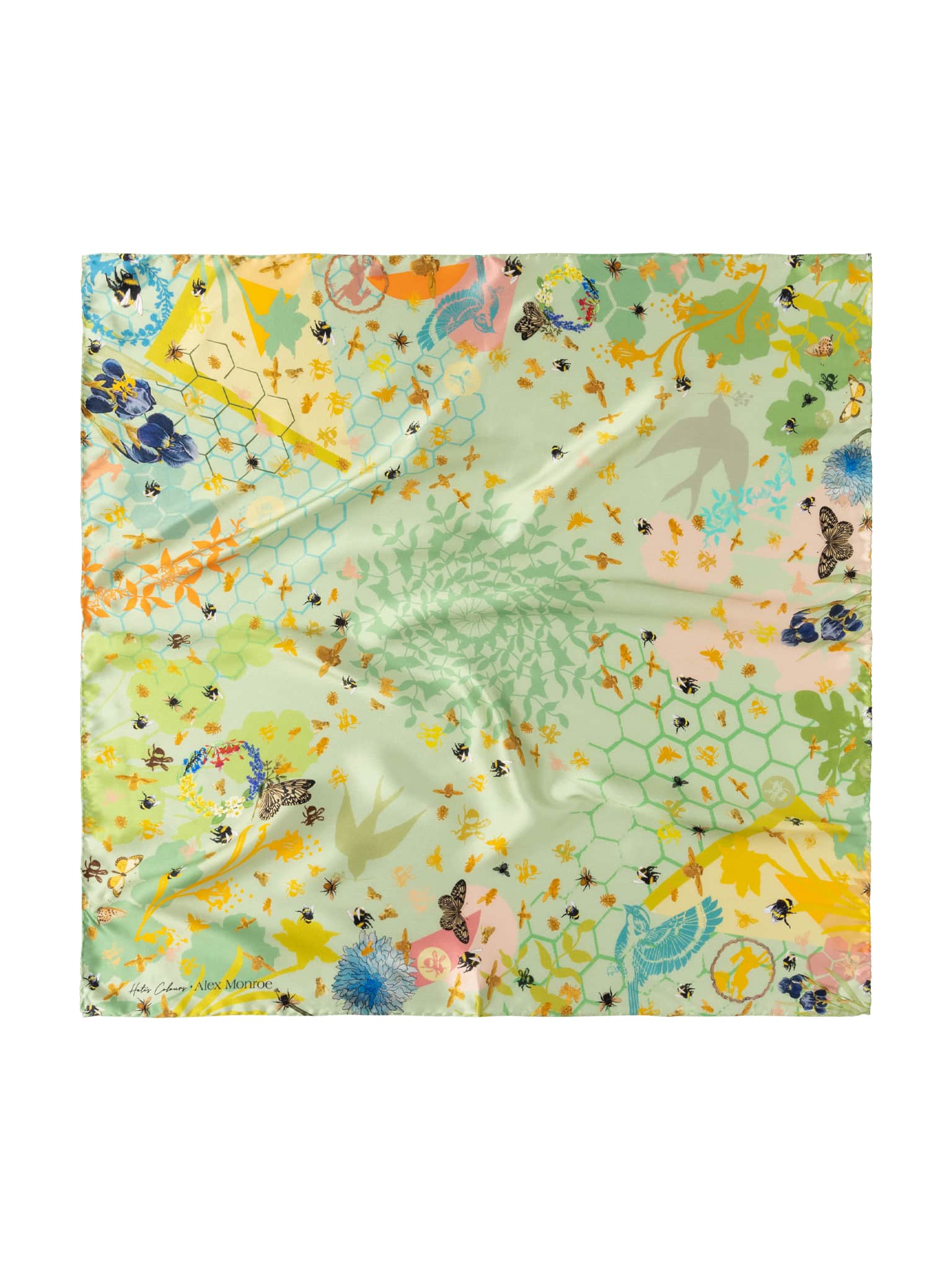 Alex Monroe x Hetis Colours Bees in Bloom Silk Scarf - image 1