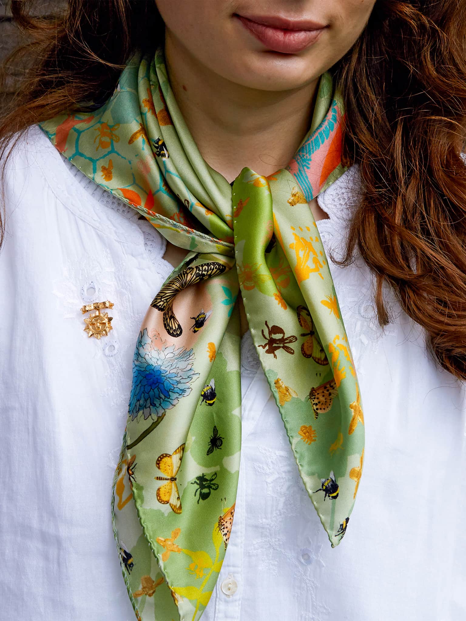 Alex Monroe x Hetis Colours Bees in Bloom Silk Scarf - image 3