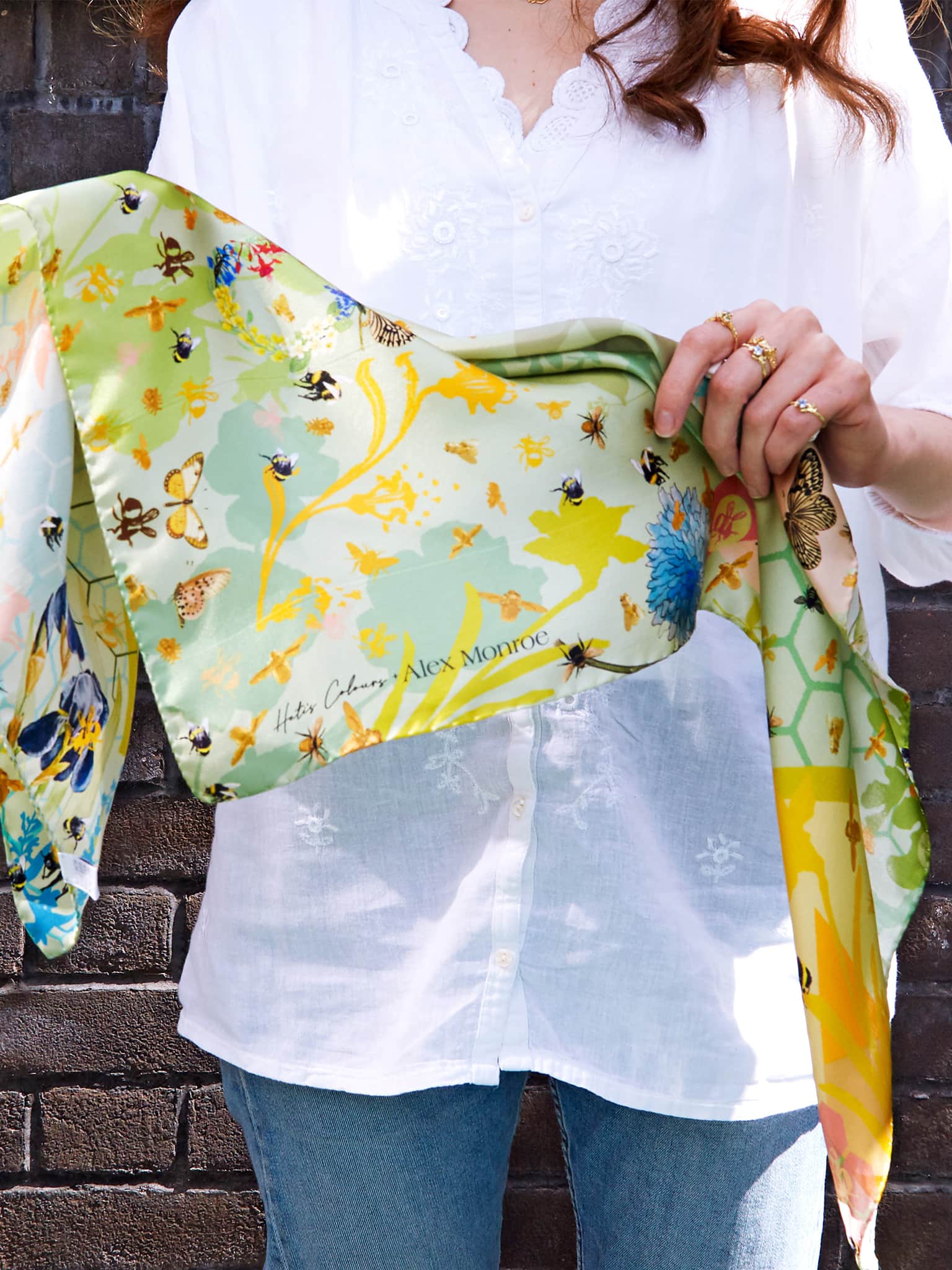 Alex Monroe x Hetis Colours Bees in Bloom Silk Scarf - image 4