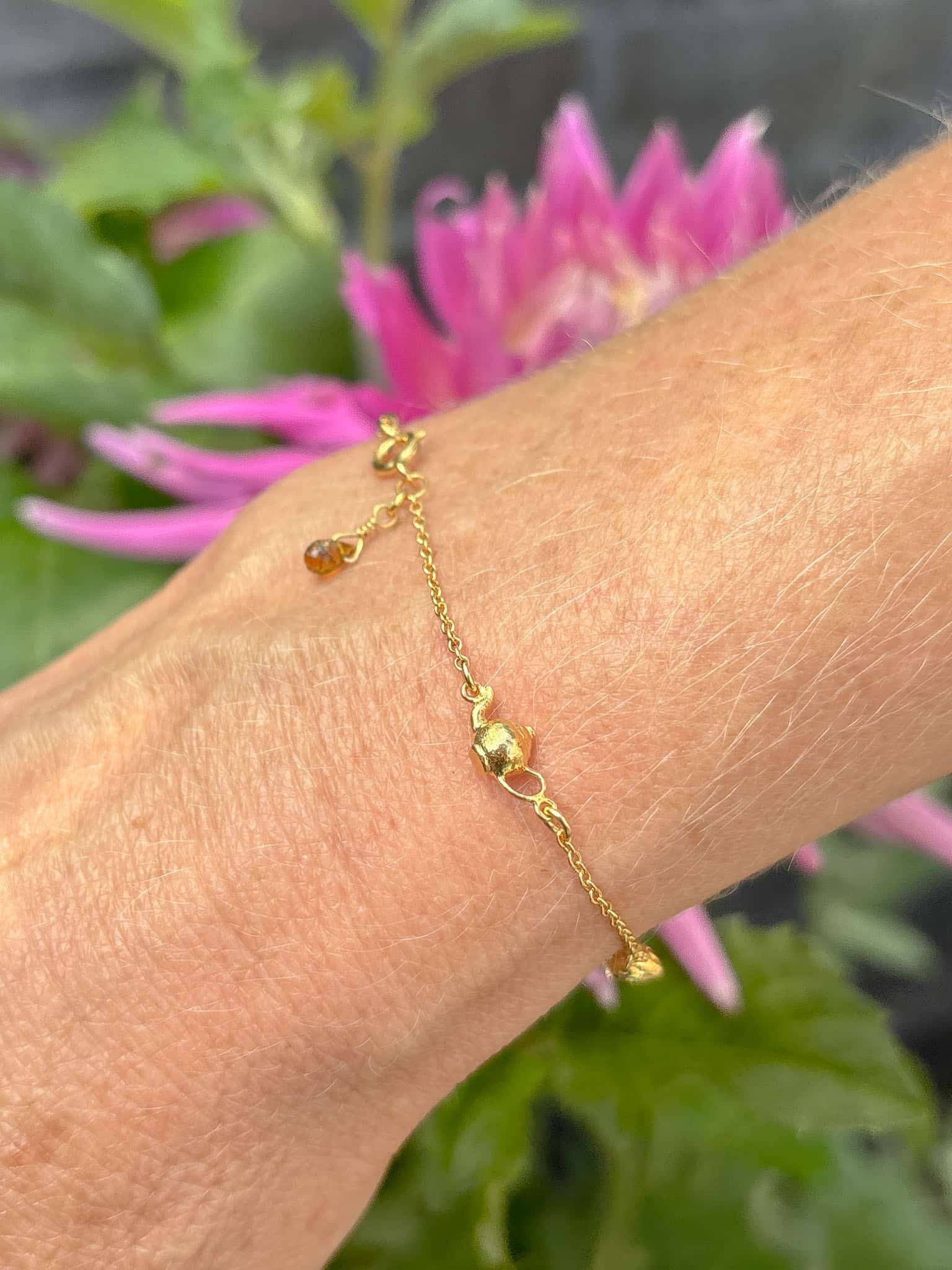 'Fruit-Tea Treat' Inline Bracelet with Brown Tourmaline - image 3 | silver & gold plate