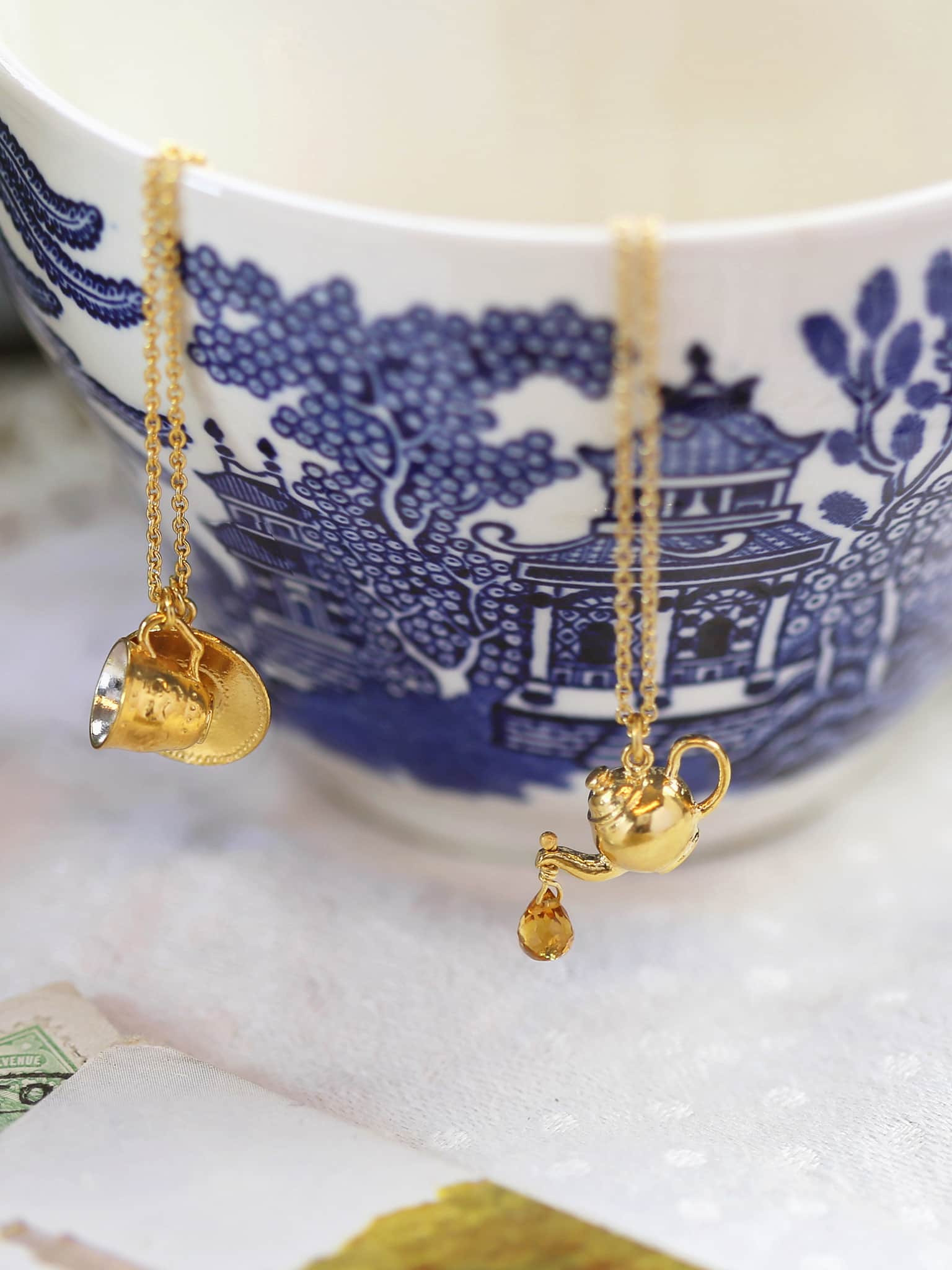 Teapot Necklace with Citrine Drop - image 3