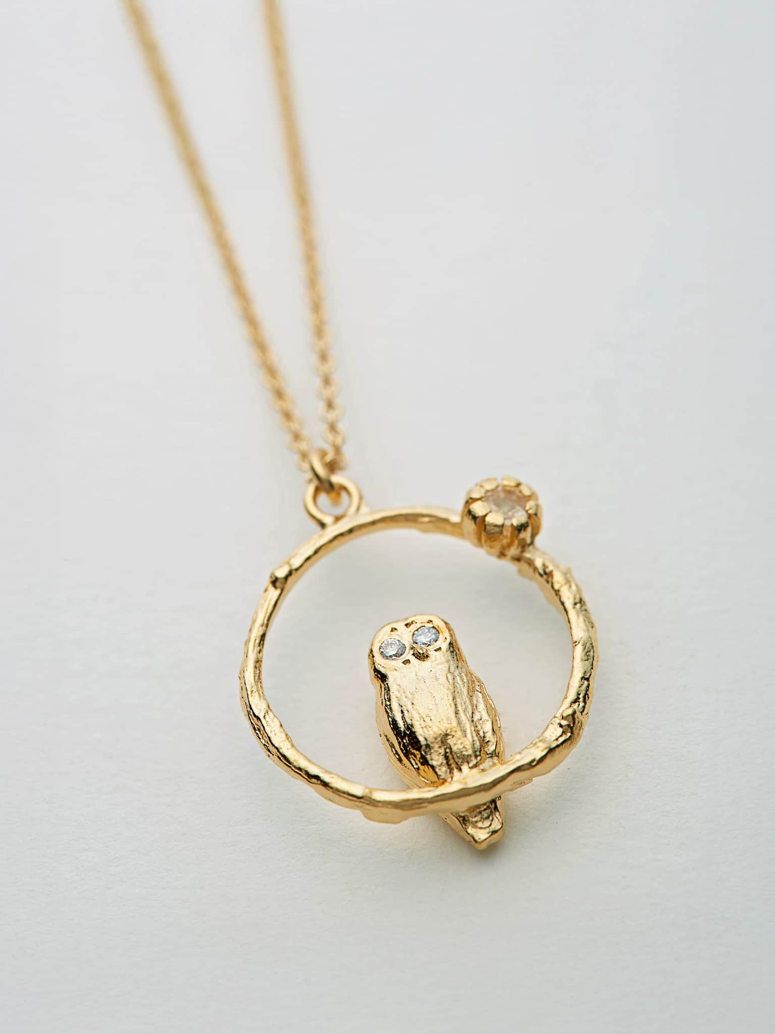 Owl & Moonstone Necklace - image 4 | gold plate