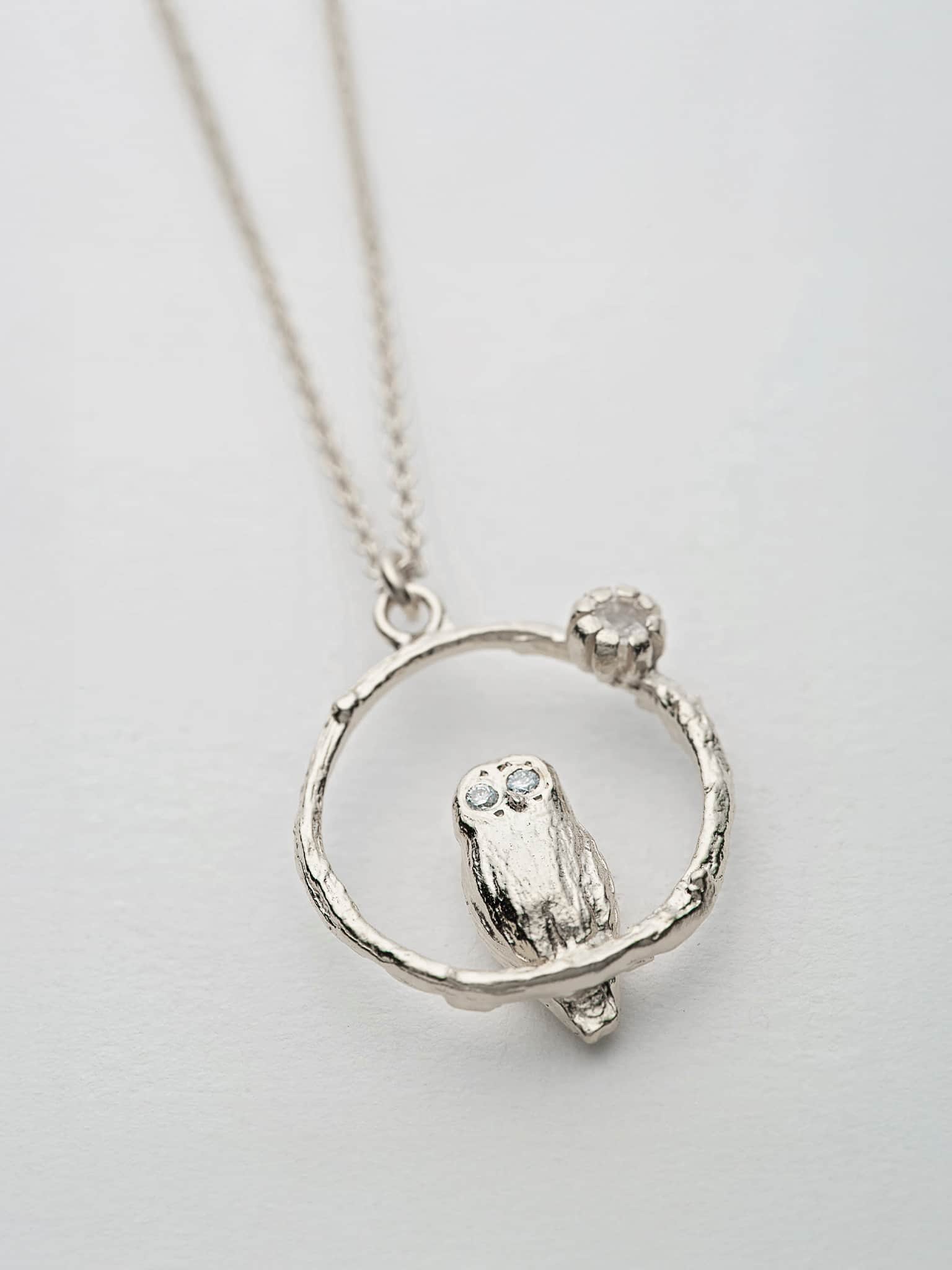 Owl & Moonstone Necklace - image 8 | silver