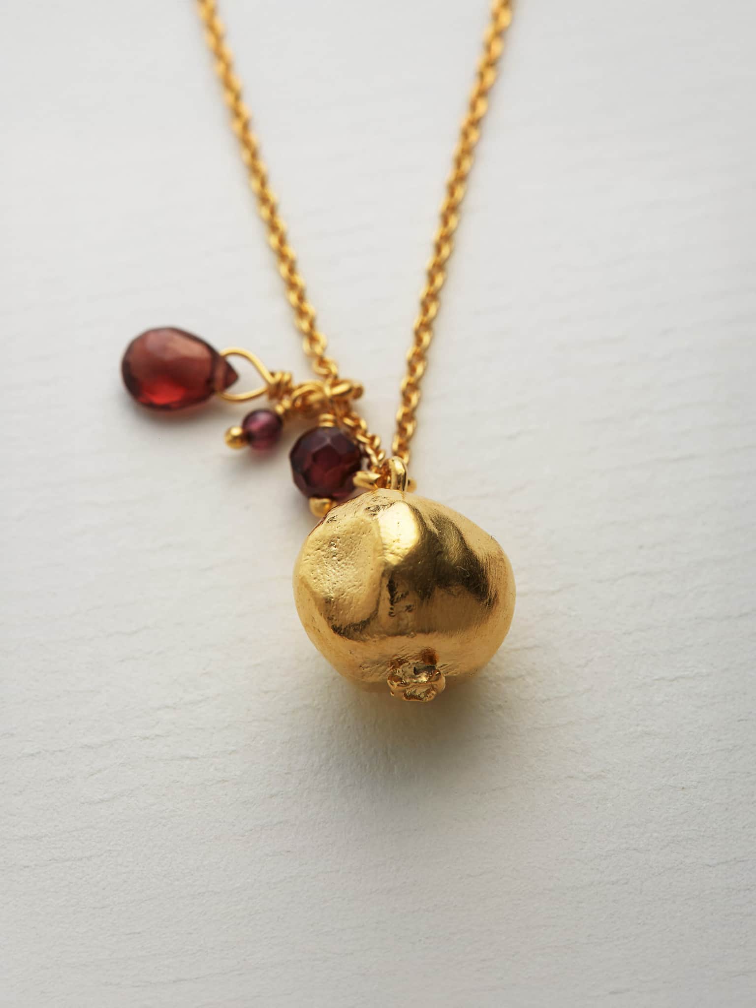 Pomegranate and Garnet Necklace - image 5 | gold plate