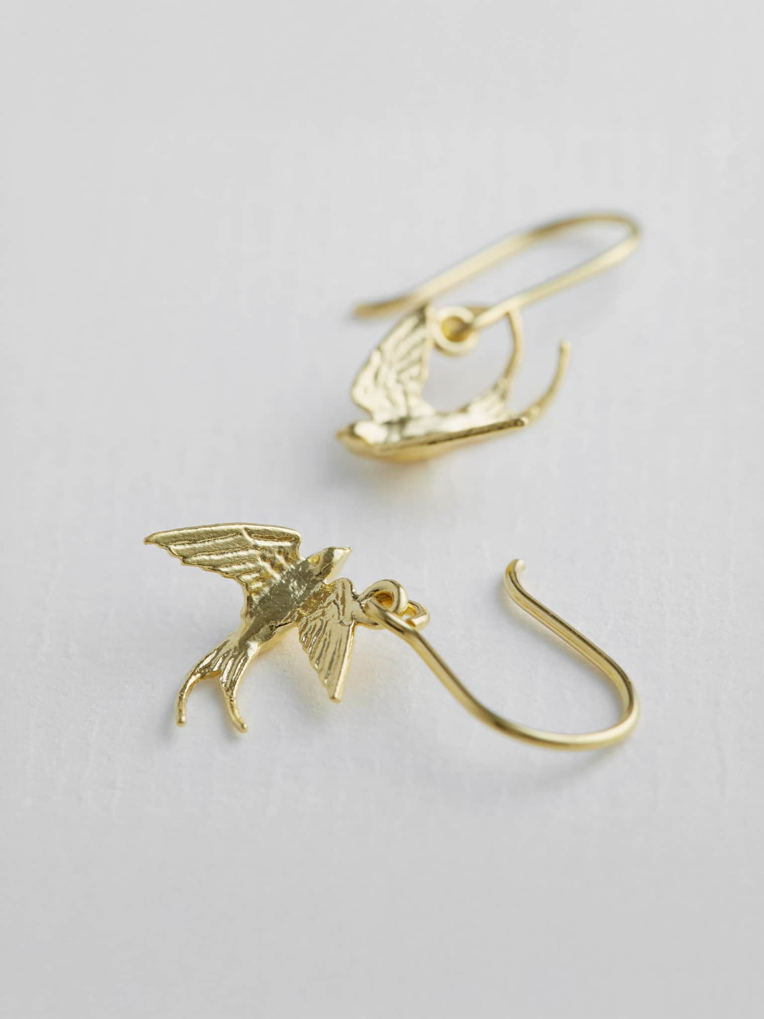 Swooping Swallow Hook Earrings - image 4 | gold plate