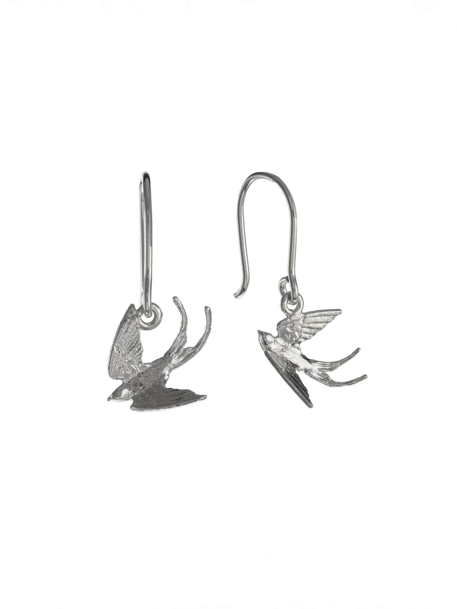 Swooping Swallow Hook Earrings - image 5 | silver