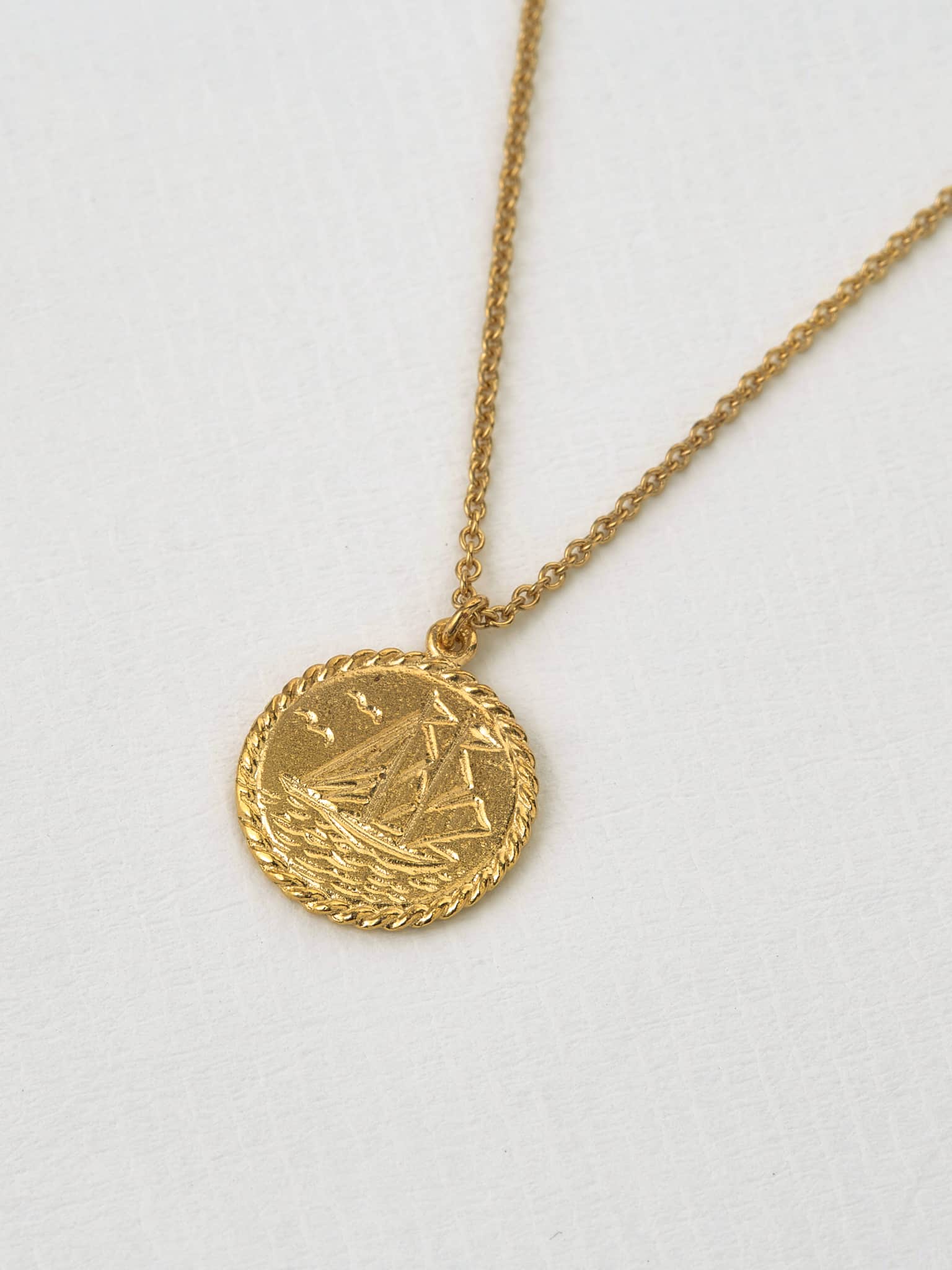 Nautical Antique Coin Necklace - image 5 | gold plate