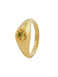 Peridot Signet Ring with "A Star to Guide Me" Engraving