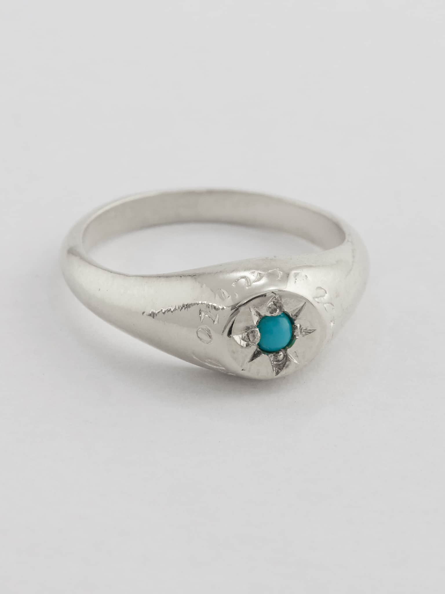 Turquoise Signet Ring with "A Star to Guide Me" Engraving - image 5 | silver