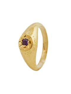Amethyst Signet Ring with "A Star to Guide Me" Engraving