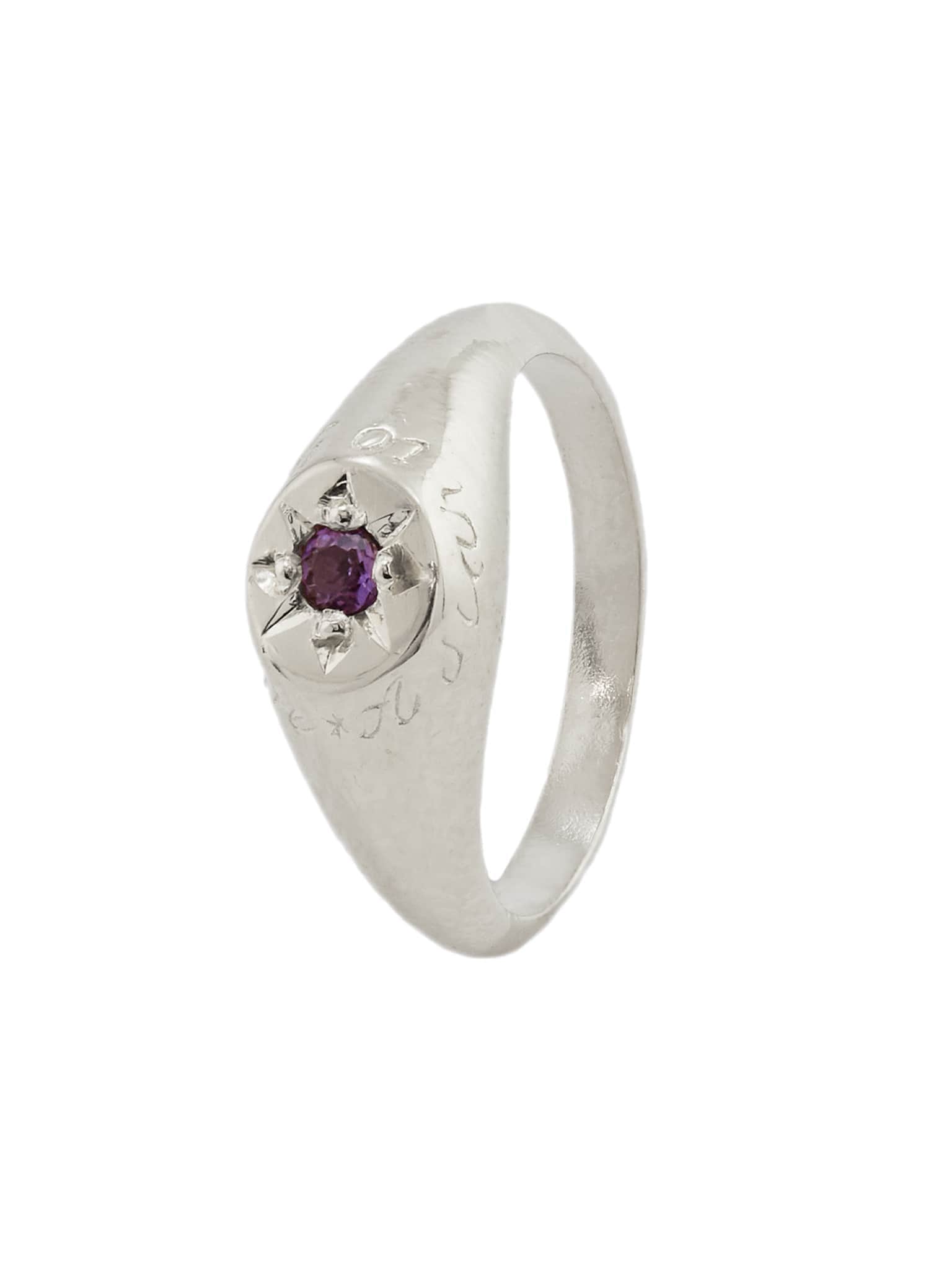 Amethyst Signet Ring with "A Star to Guide Me" Engraving - image 4 | silver