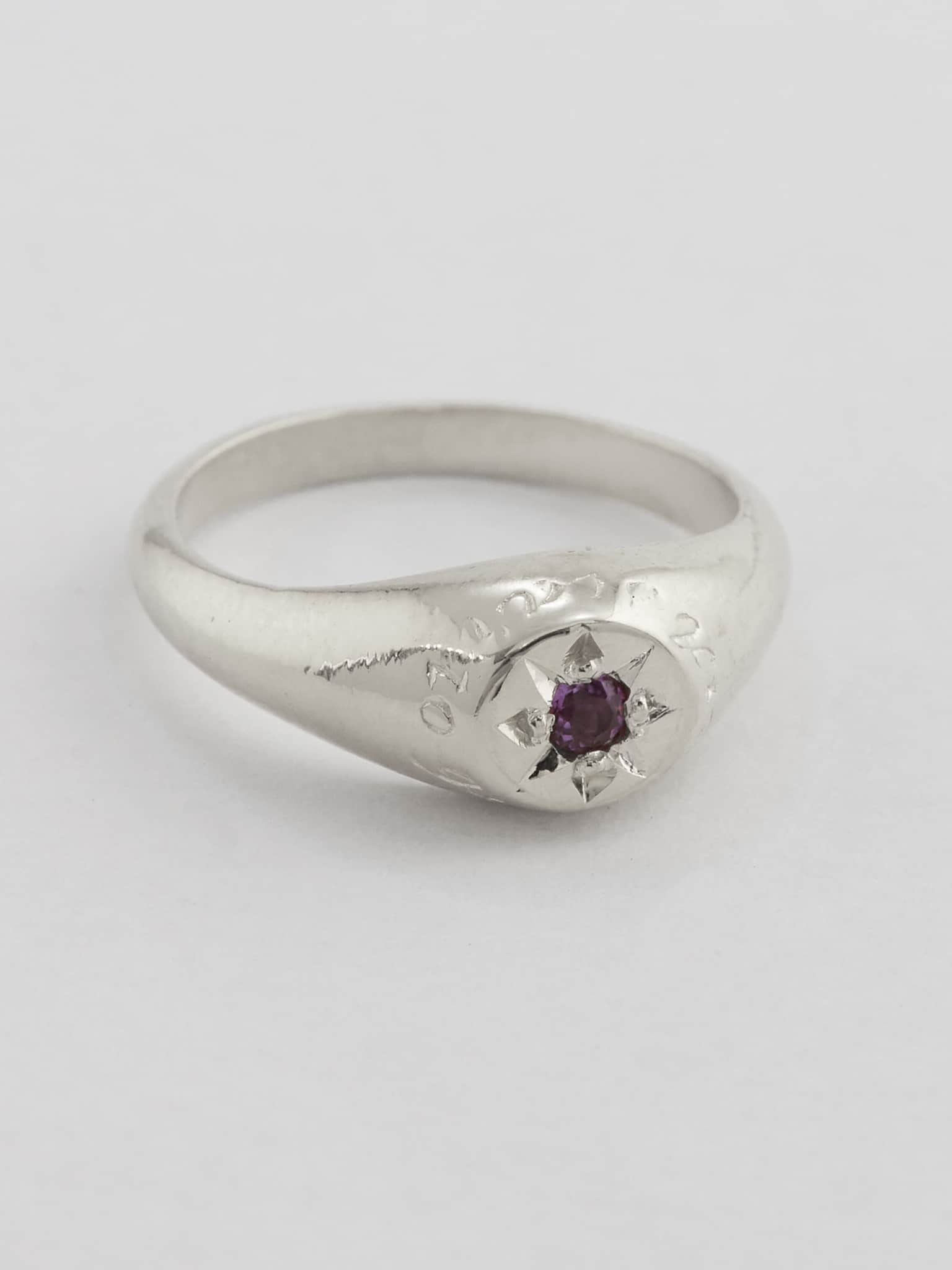 Amethyst Signet Ring with "A Star to Guide Me" Engraving - image 5 | silver