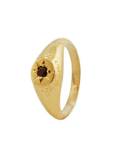 Garnet Signet Ring with "A Star to Guide Me" Engraving