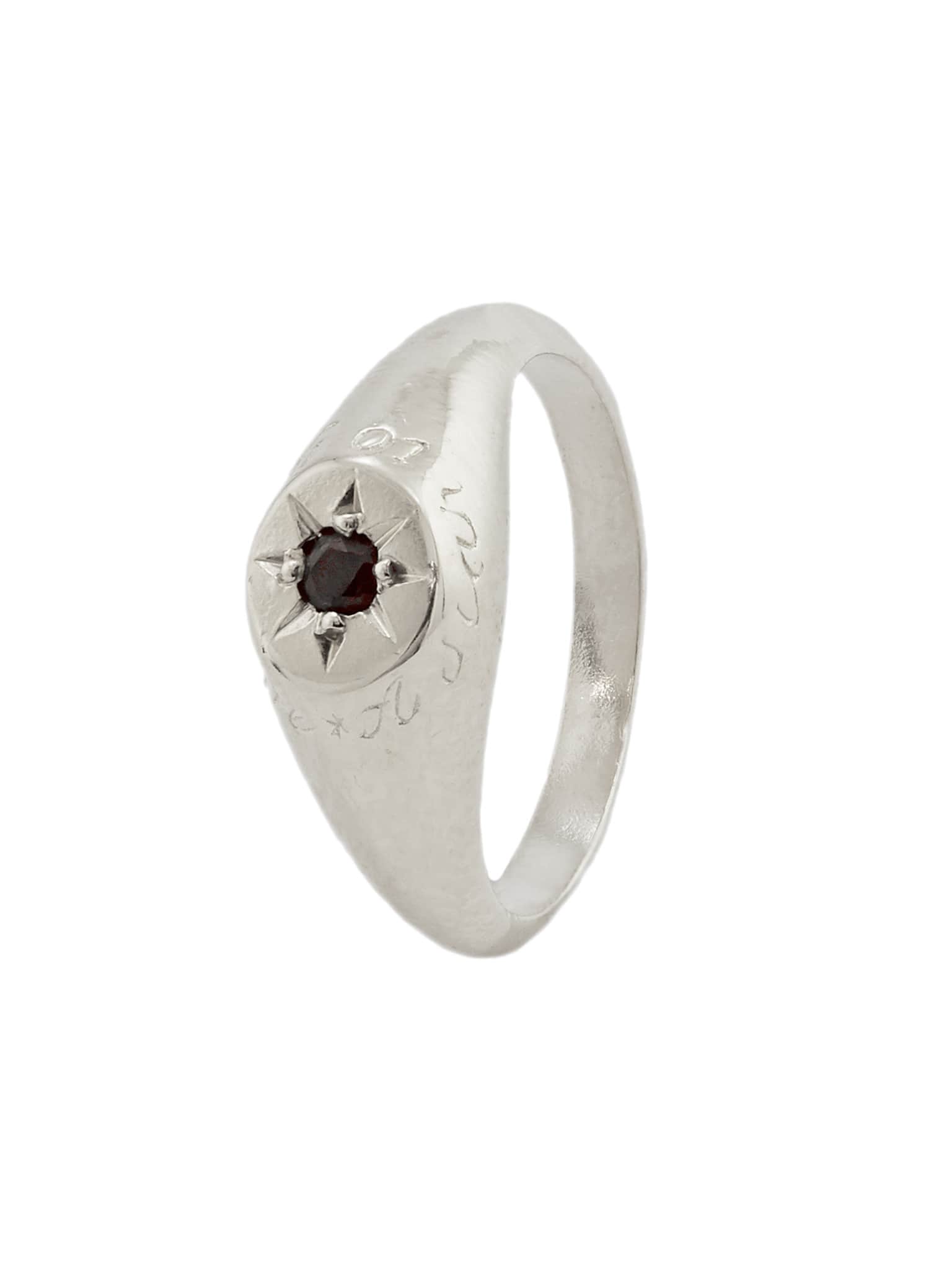 Garnet Signet Ring with "A Star to Guide Me" Engraving - image 4 | silver