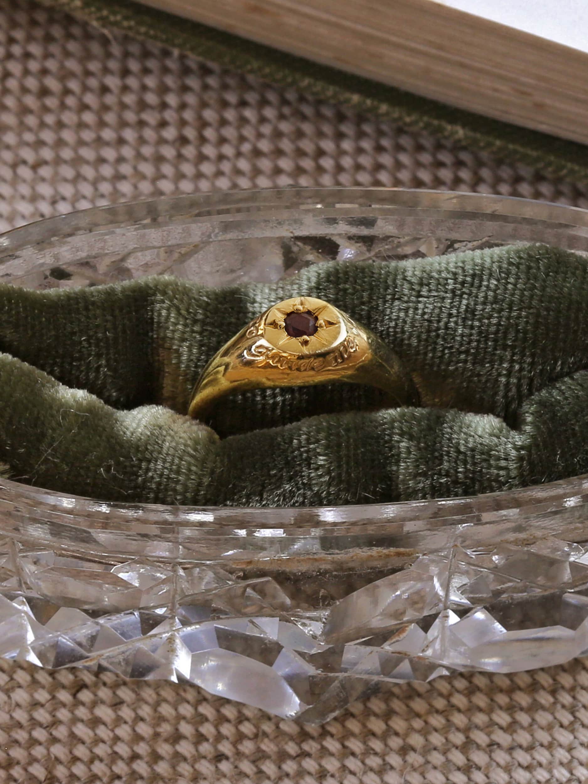 Ruby Signet Ring with "A Star to Guide Me" Engraving - image 3