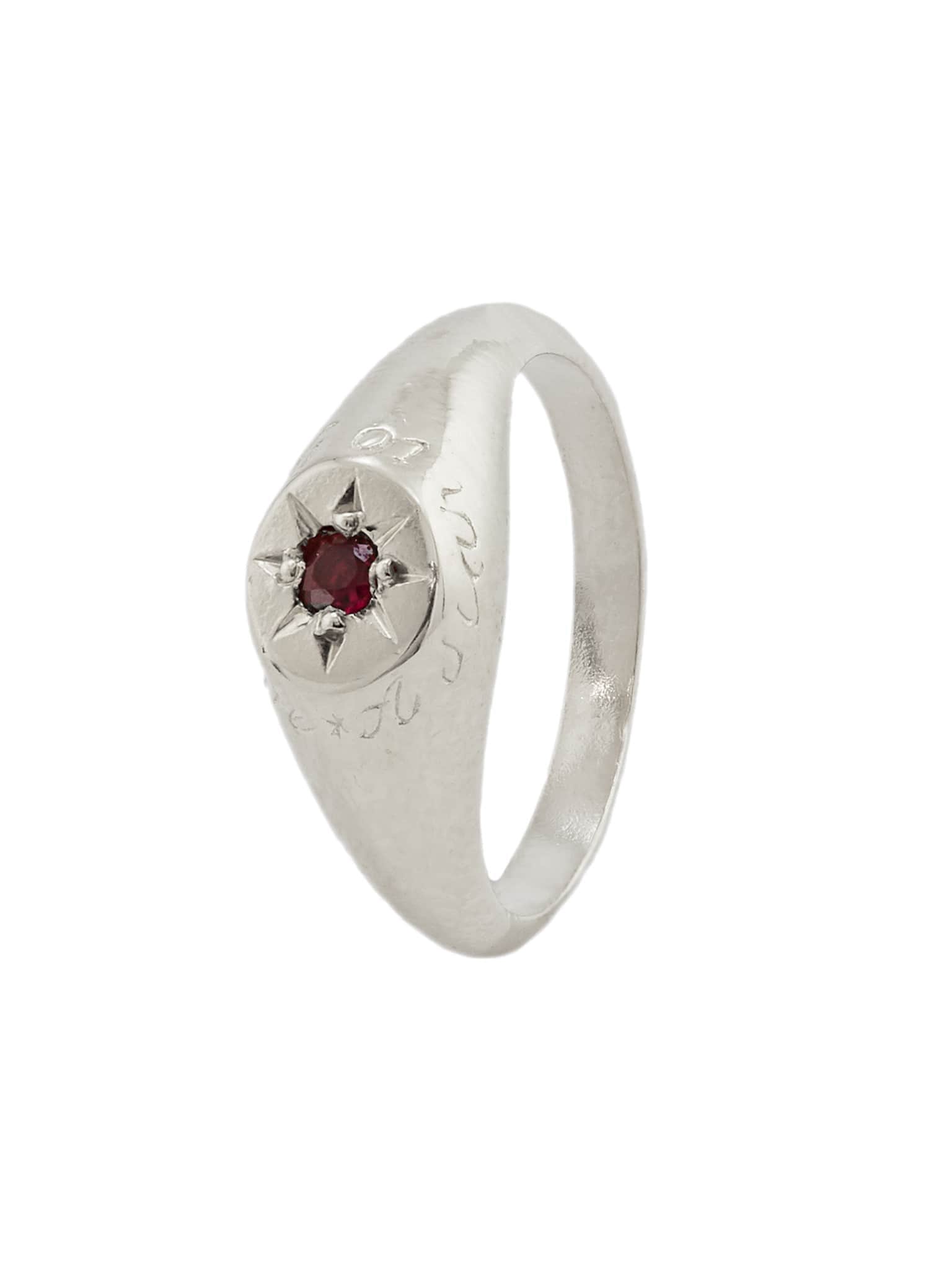 Ruby Signet Ring with "A Star to Guide Me" Engraving - image 5 | silver