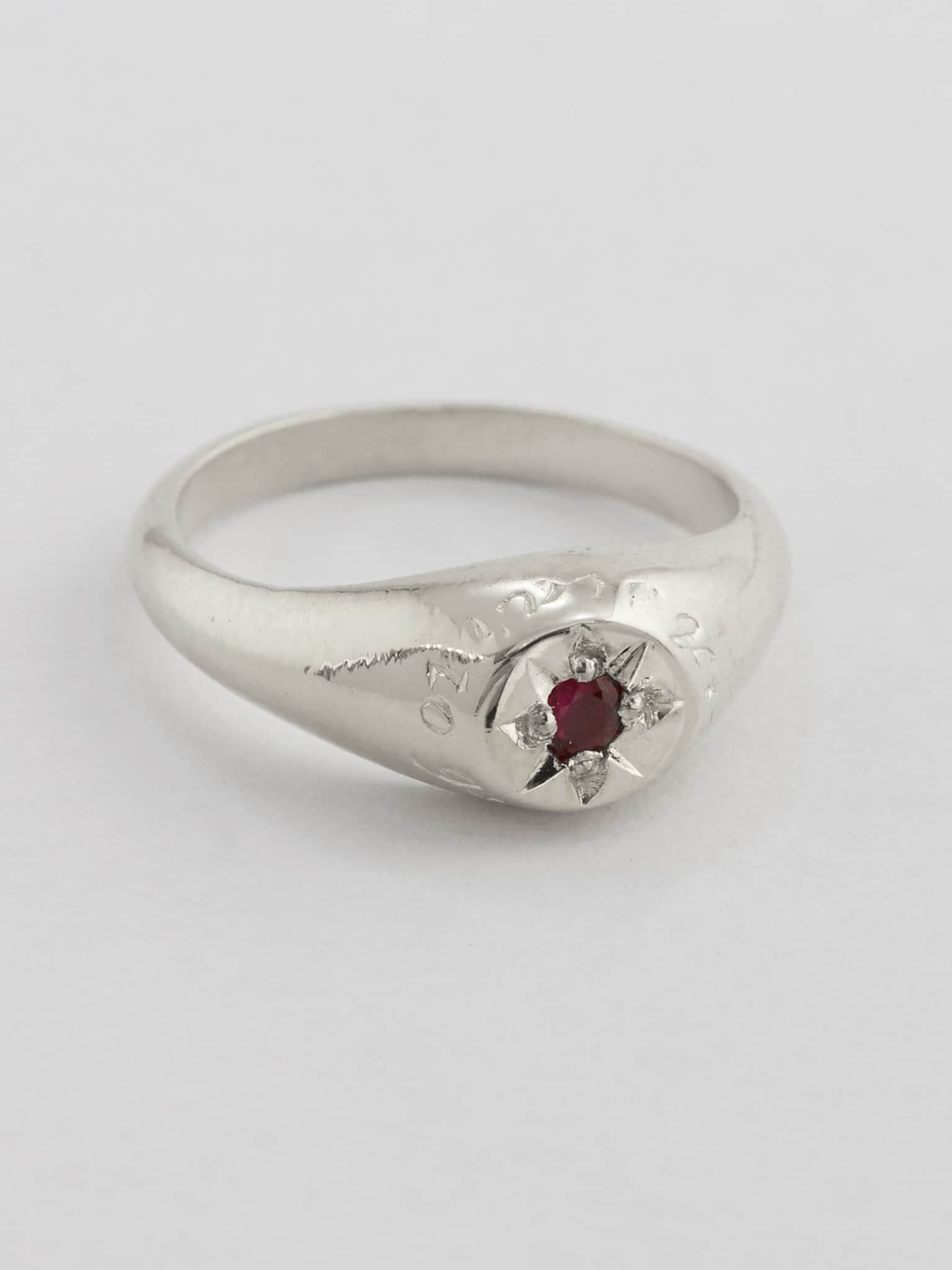 Ruby Signet Ring with "A Star to Guide Me" Engraving - image 6 | silver