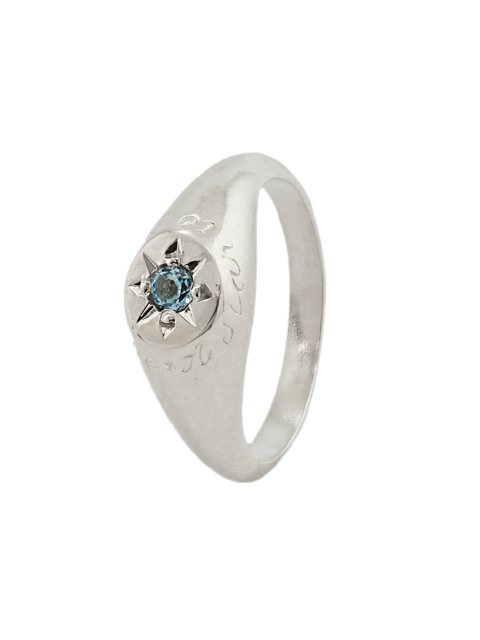 Aquamarine Signet Ring with "A Star to Guide Me" Engraving - image 4 | silver