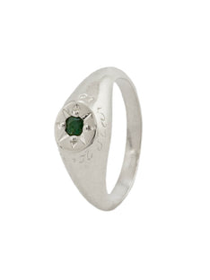 Emerald Signet Ring with "A Star to Guide Me" Engraving