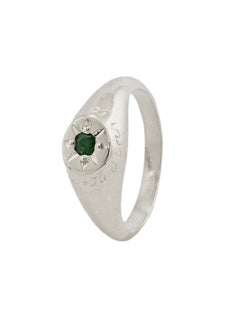 Emerald Signet Ring with "A Star to Guide Me" Engraving
