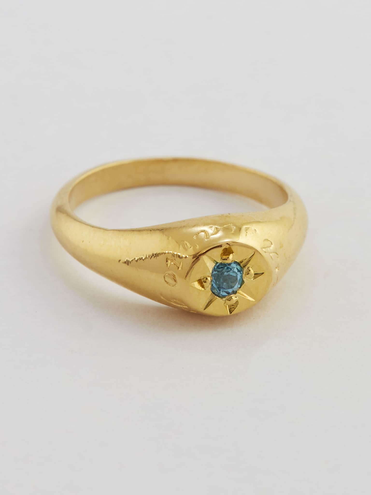 Topaz Signet Ring with "A Star to Guide Me" Engraving - image 3 | gold plate