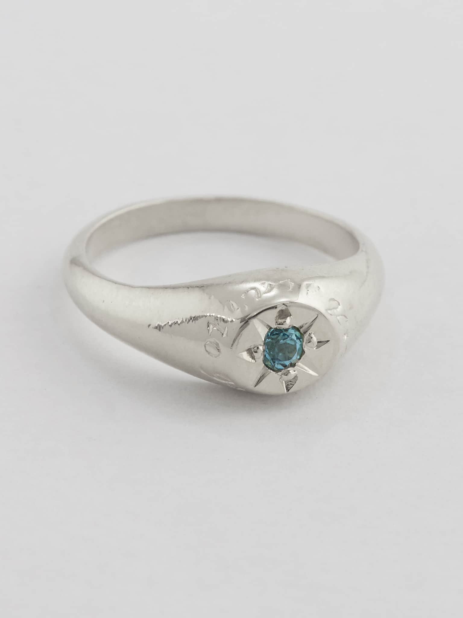 Topaz Signet Ring with "A Star to Guide Me" Engraving - image 5 | silver