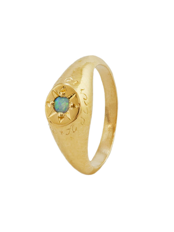 Opal Signet Ring with "A Star to Guide Me" Engraving