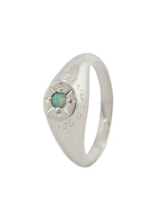Opal Signet Ring with "A Star to Guide Me" Engraving